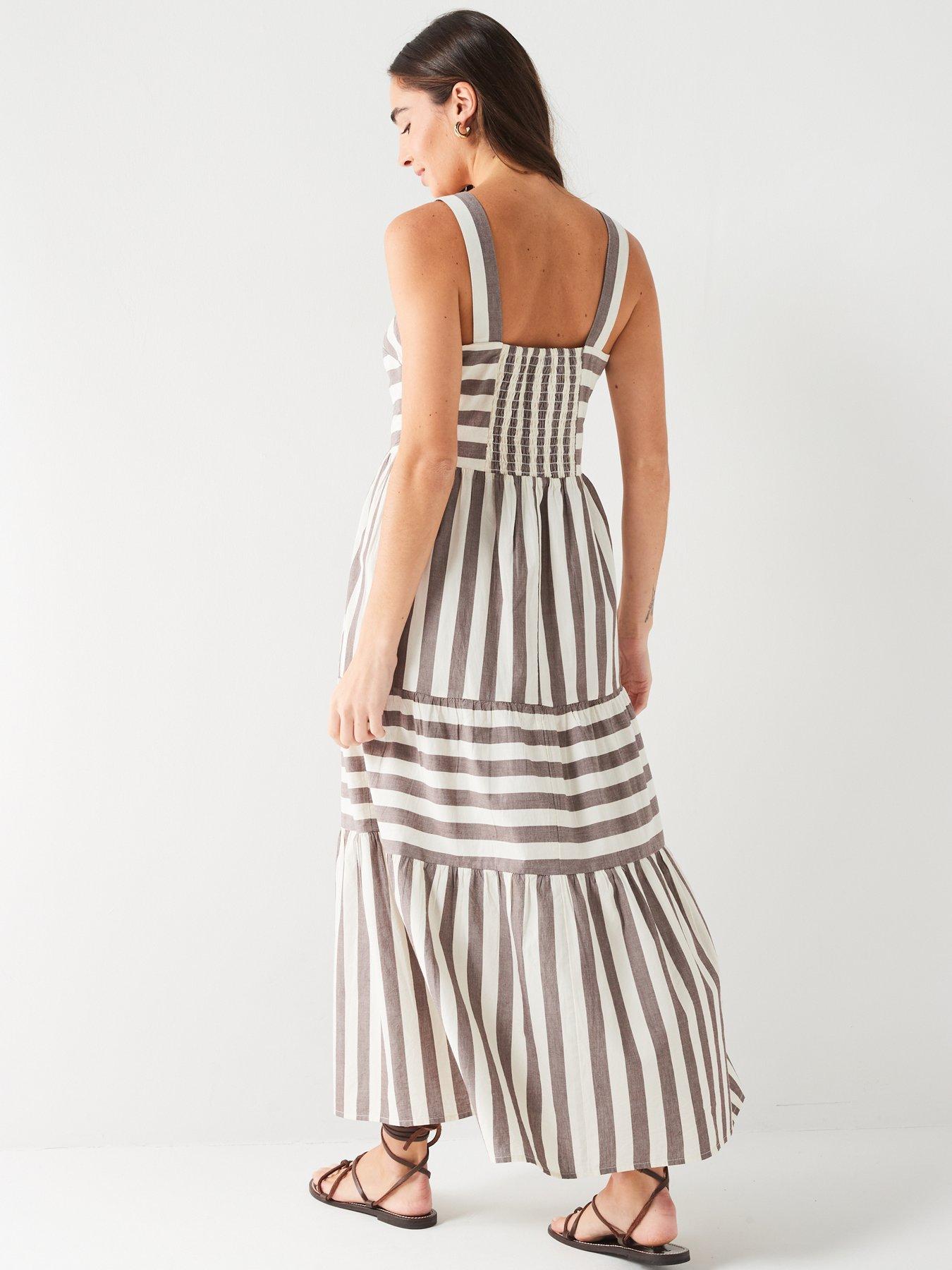 v-by-very-strappy-stripenbspmidaxi-dress-brownwhitestillFront