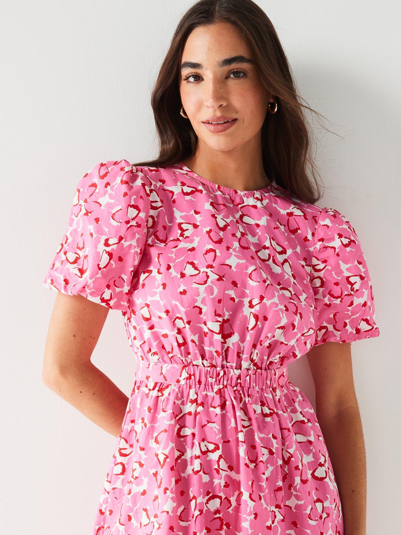 v-by-very-puff-sleeve-cotton-floral-mini-dress-pinkoutfit