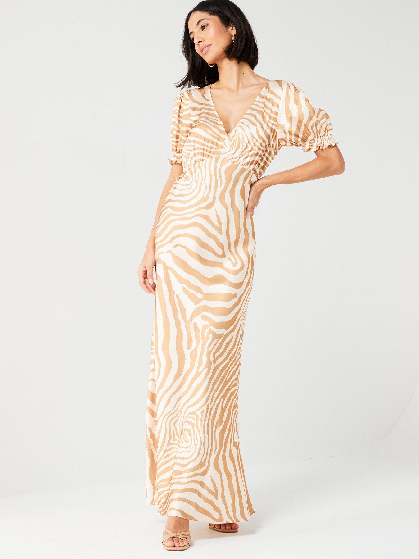 v-by-very-short-sleeve-v-neck-zebra-print-column-midaxi-dress