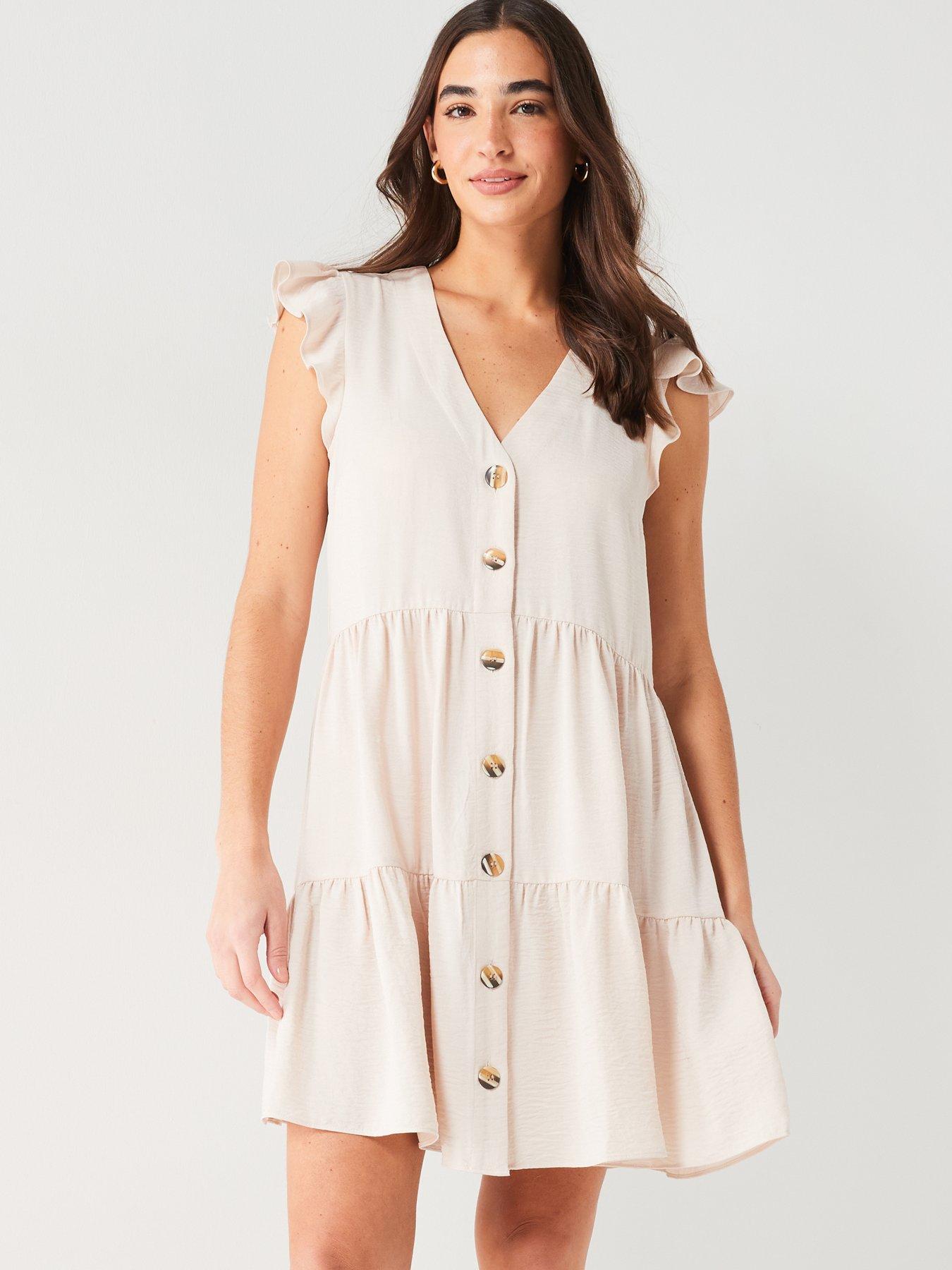 everyday-frill-sleeve-button-through-mini-dress-naturaldetail