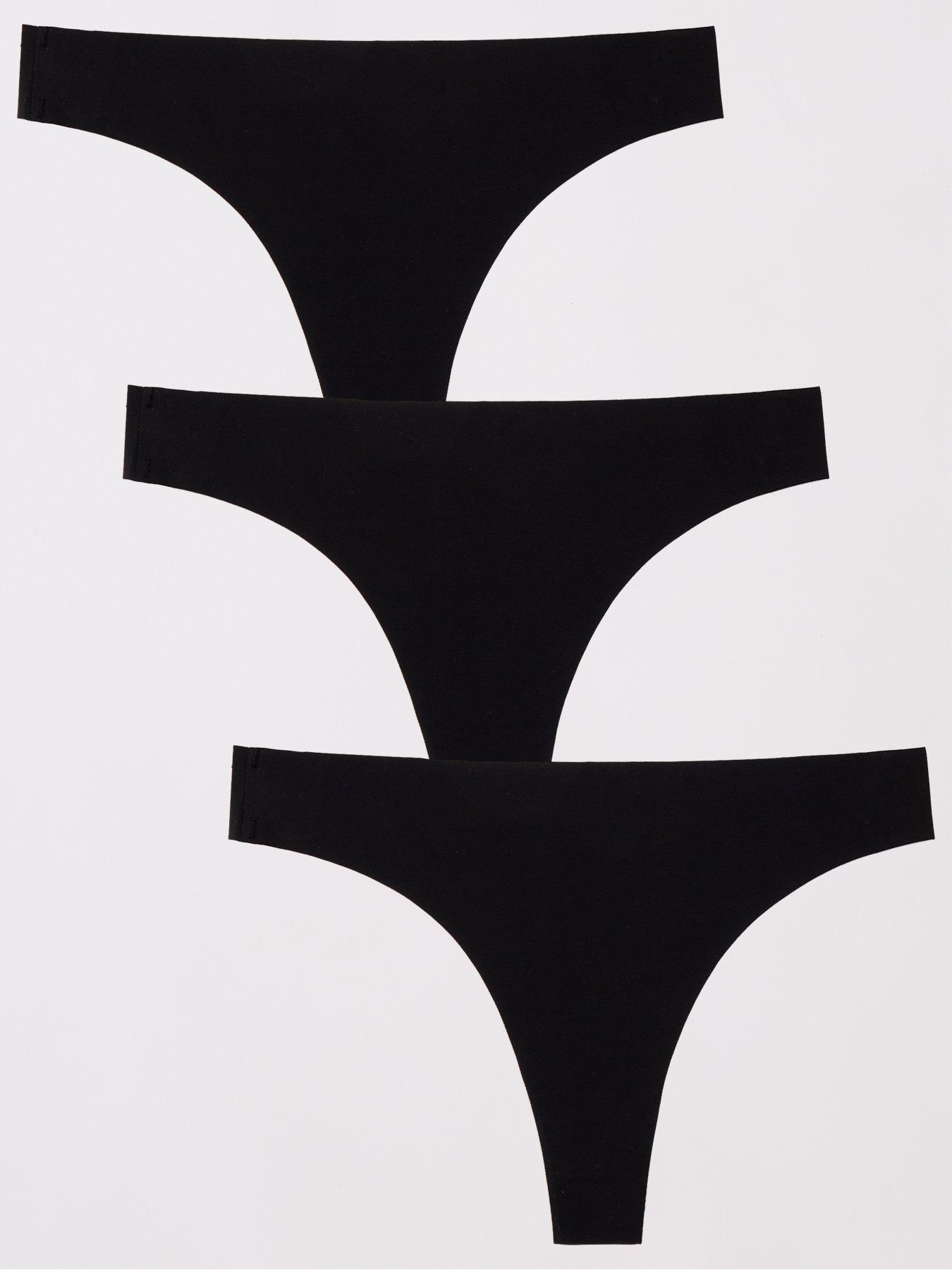 V by Very No Vpl 3 Pack Thong - Black