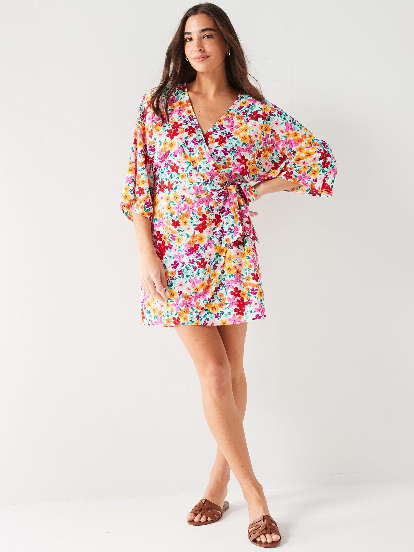 v-by-very-angel-sleeve-floral-print-mini-dress-multi