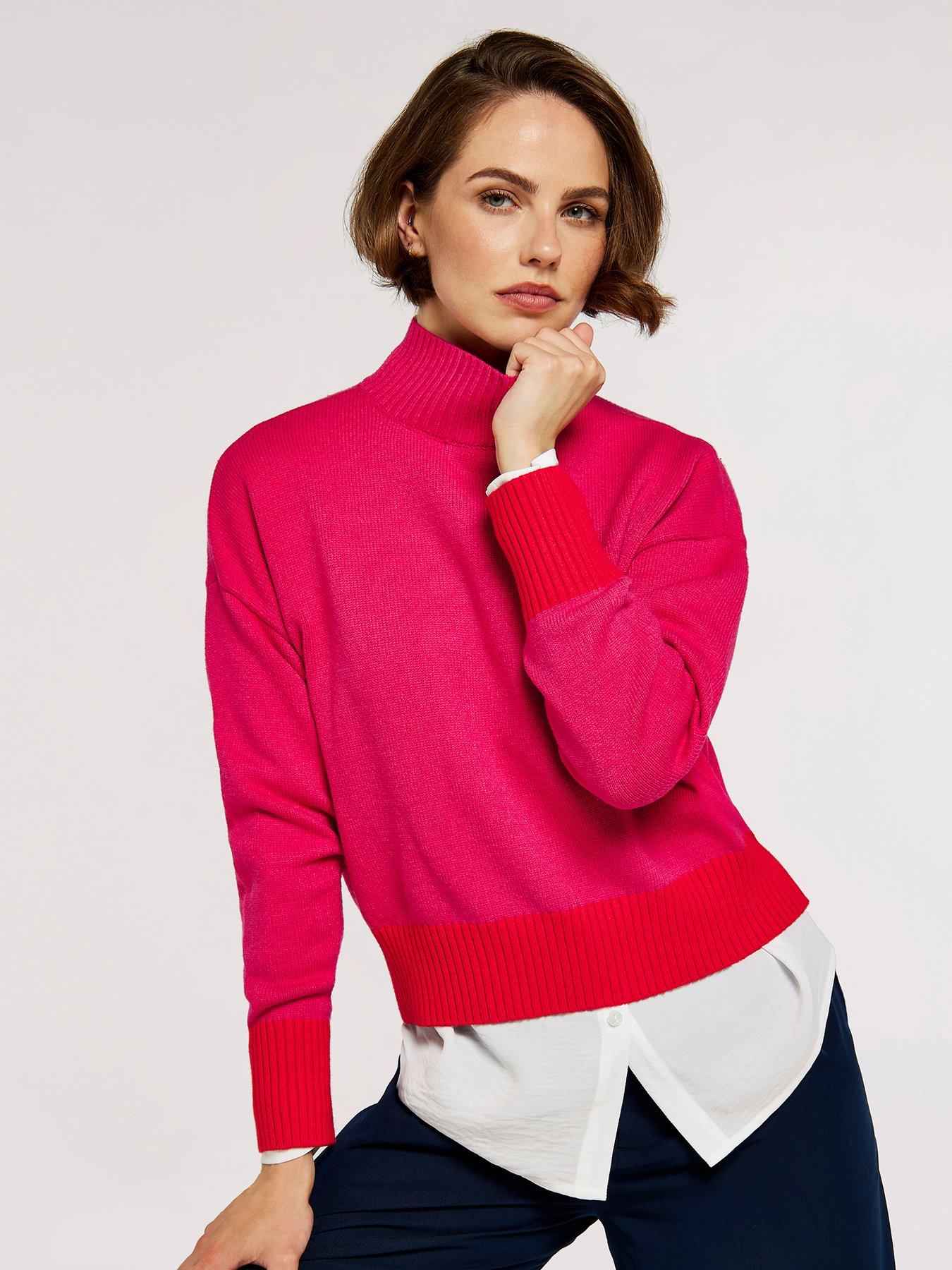 apricot-apricot-2-tone-mock-neck-softtouch-jumper