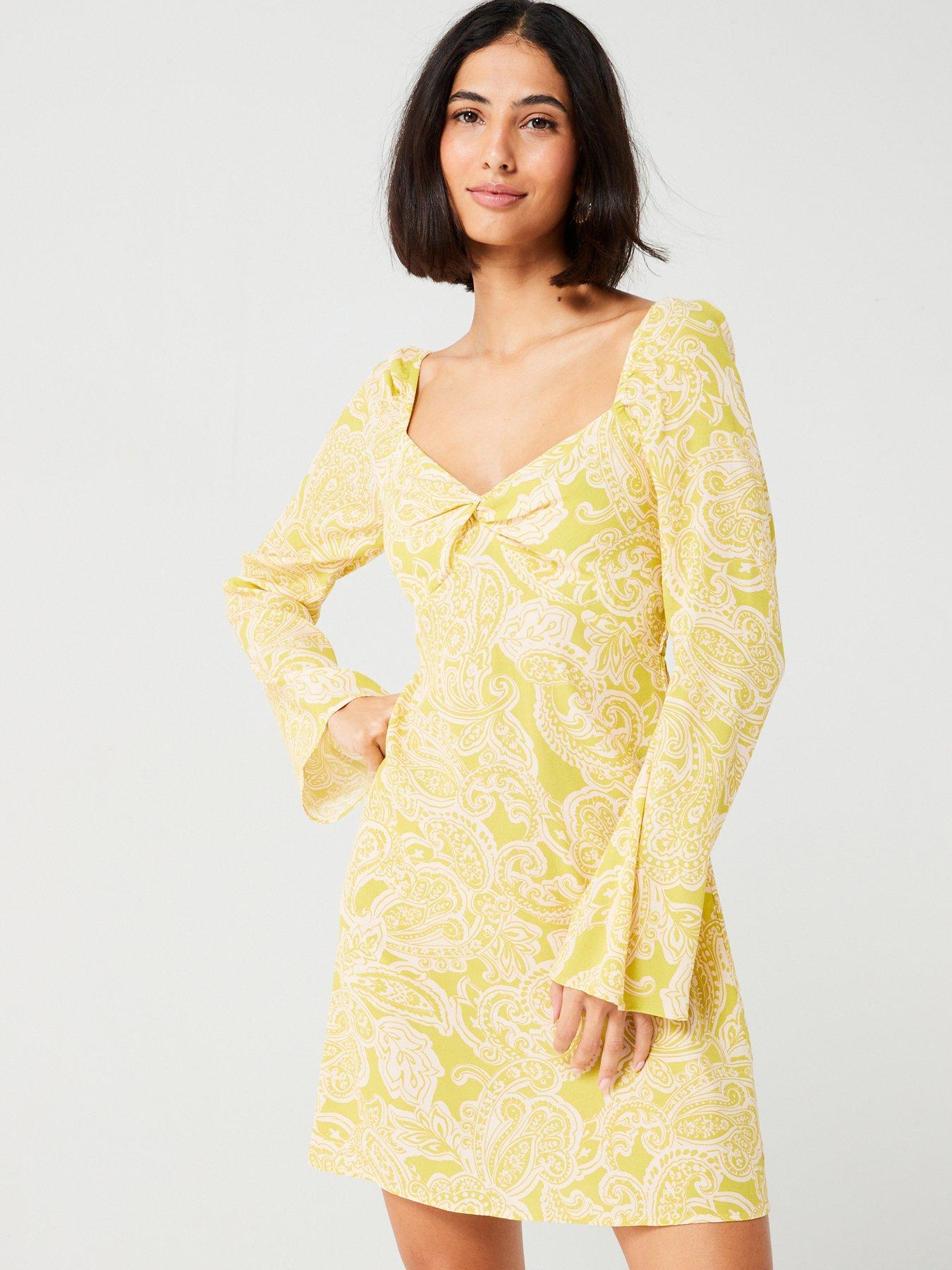 v-by-very-twist-front-mini-dress-yellow