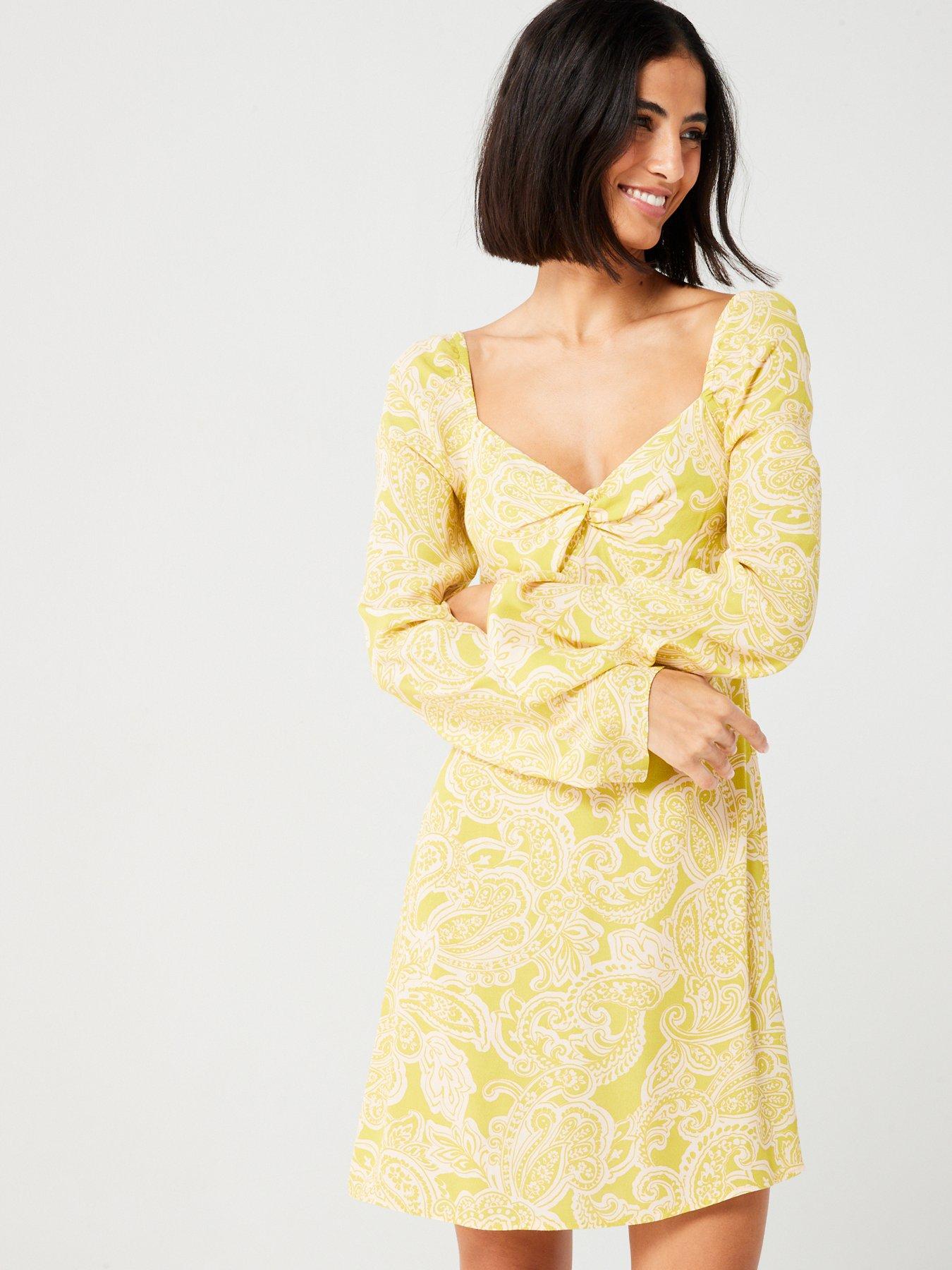 v-by-very-twist-front-mini-dress-yellowdetail