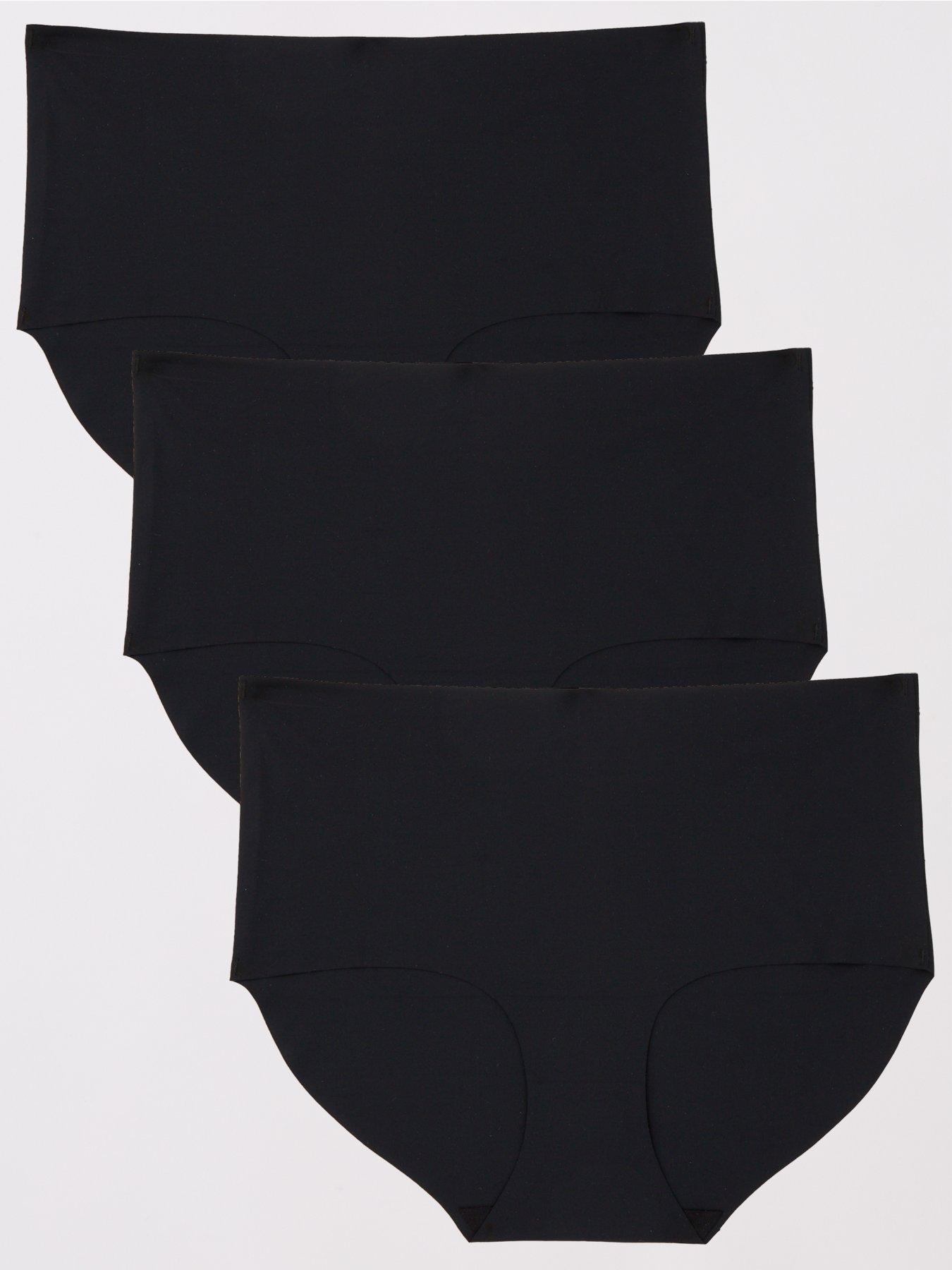 V by Very No Vpl High 3 Pack Waisted Full Brief - Black