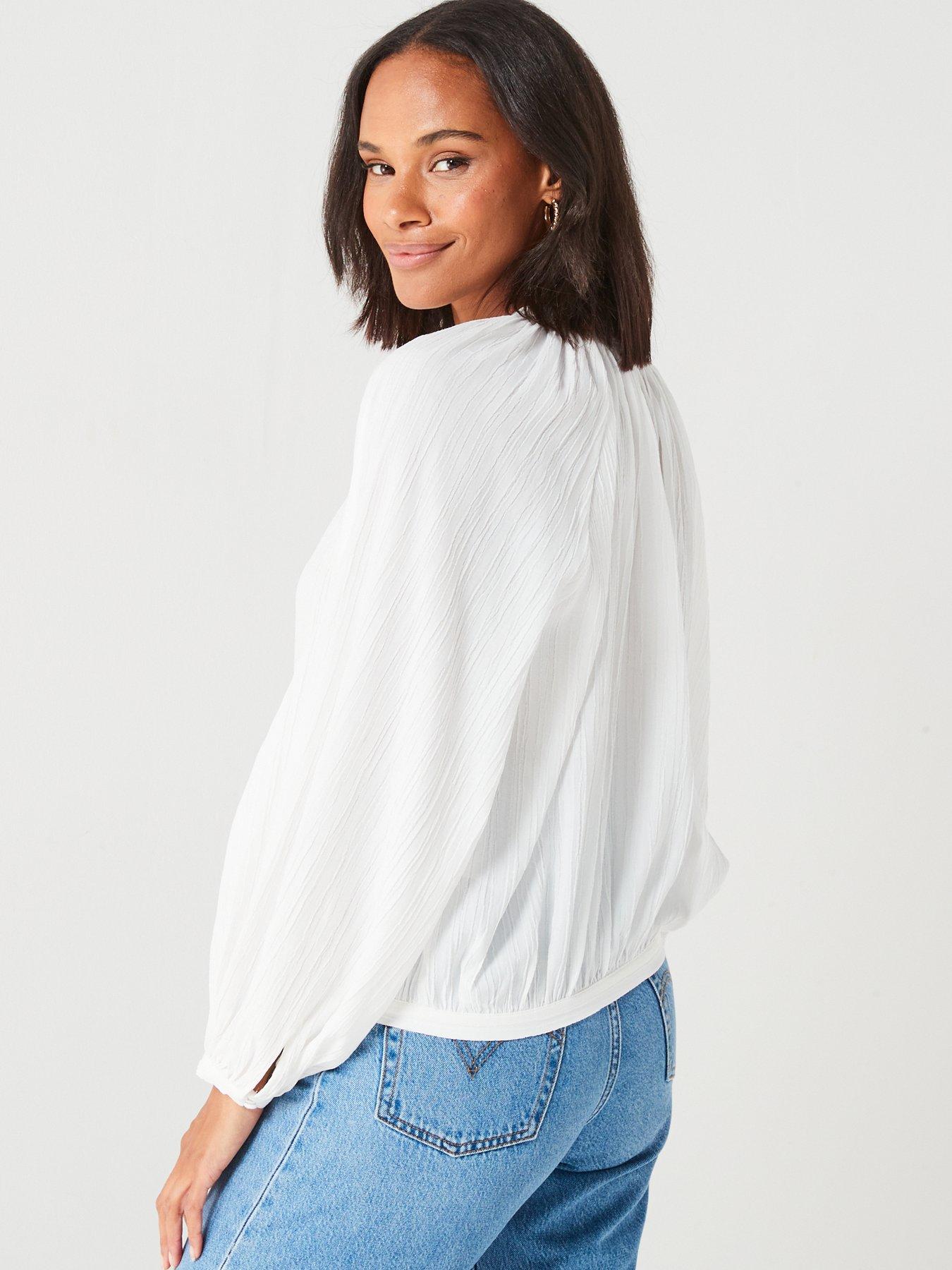 v-by-very-blouson-sleeve-blouse-whitestillFront