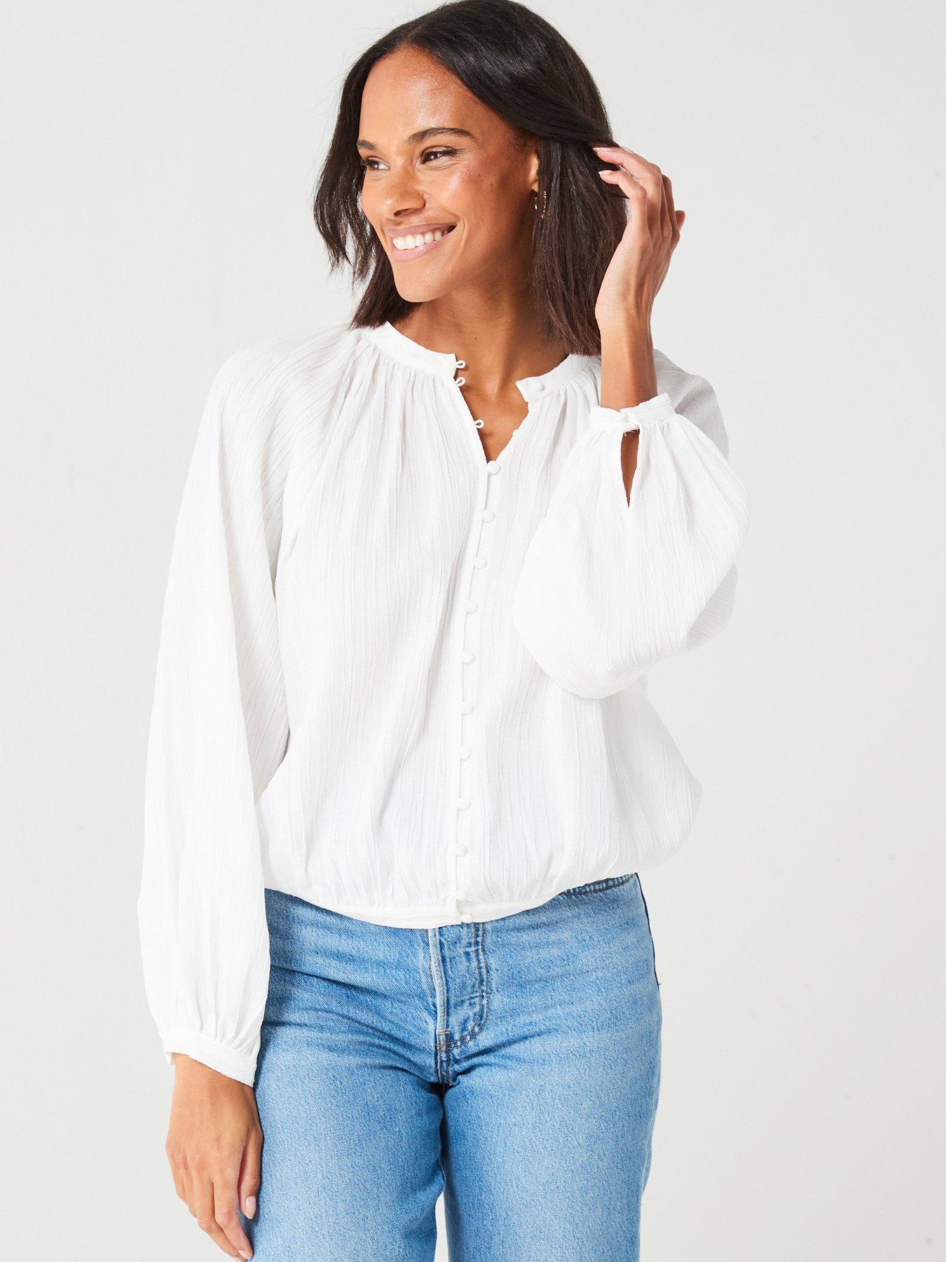 v-by-very-blouson-sleeve-blouse-whitedetail