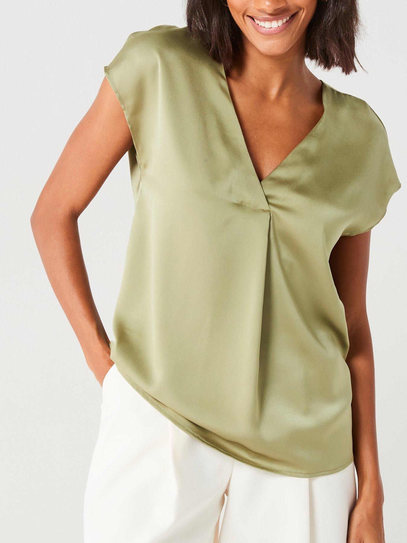 v-by-very-short-sleeve-notch-neck-blouse-greenoutfit