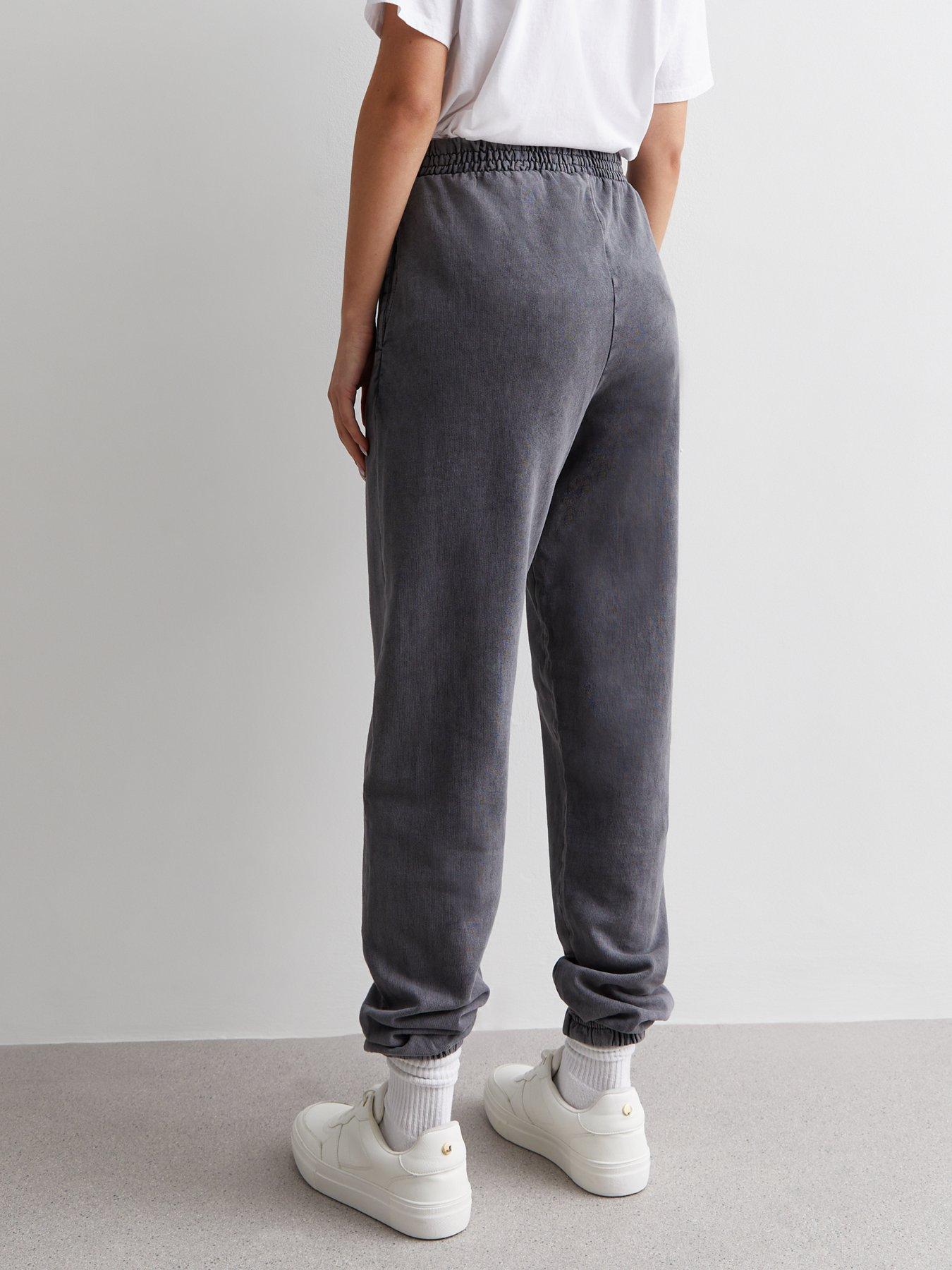 Girls Grey Acid Wash Cuffed Joggers