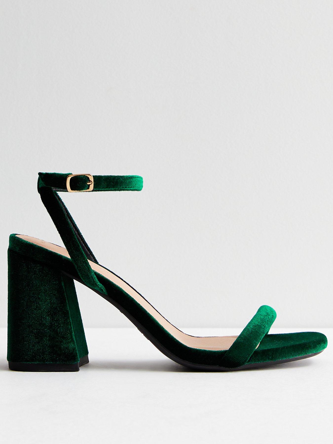 Green 2025 velvet sandals