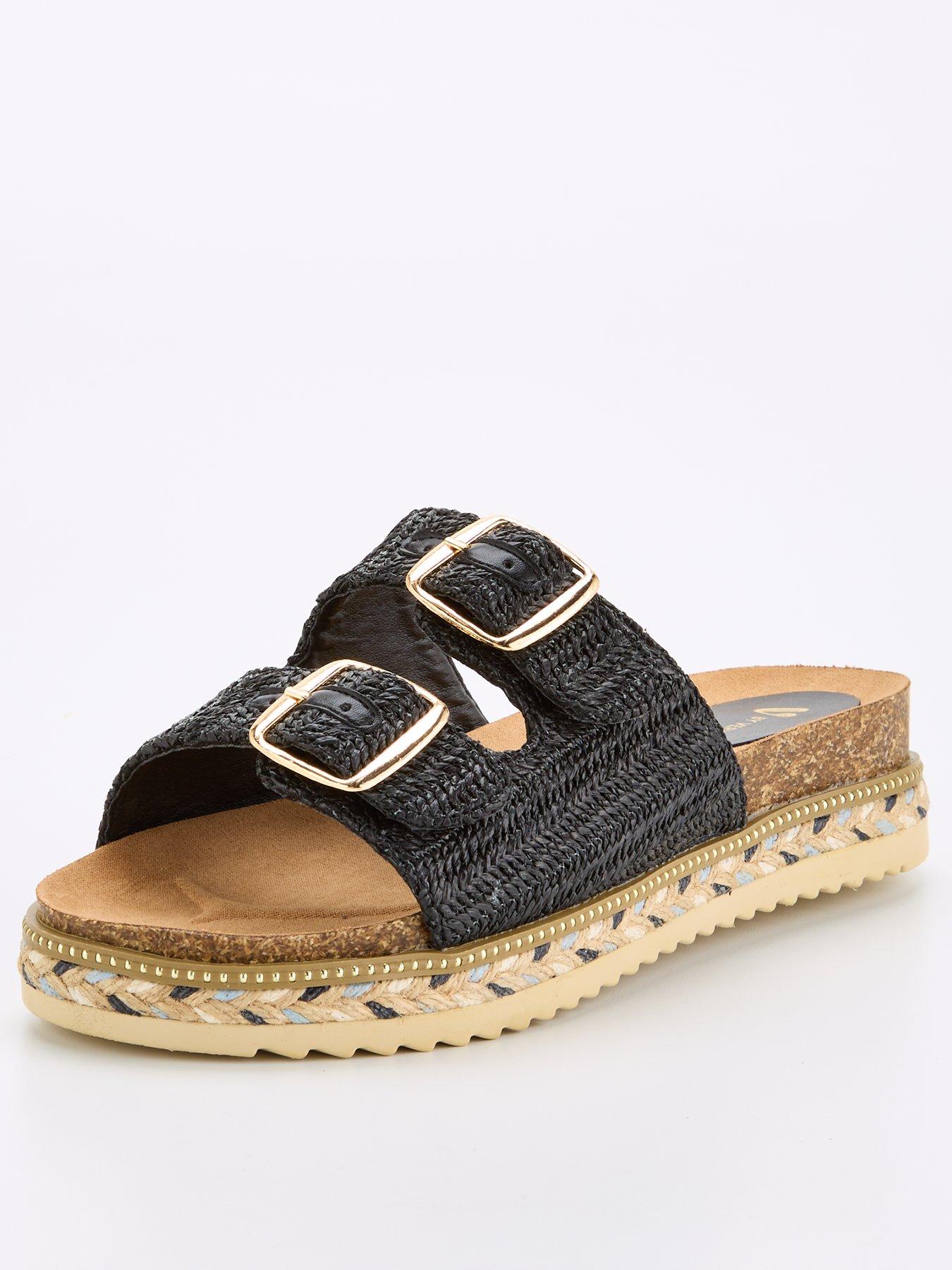 v-by-very-wide-fit-buckle-footbednbspsandal-with-trim-blackfront