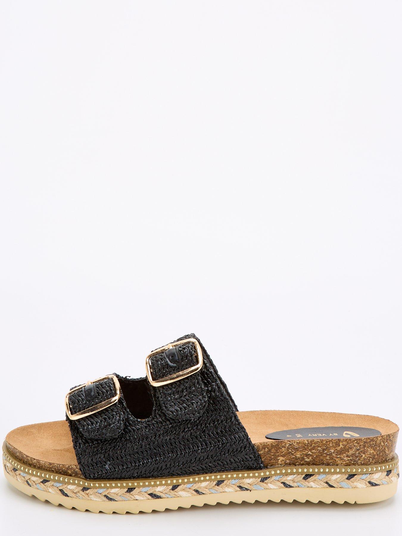 v-by-very-wide-fit-buckle-footbednbspsandal-with-trim-blackstillFront