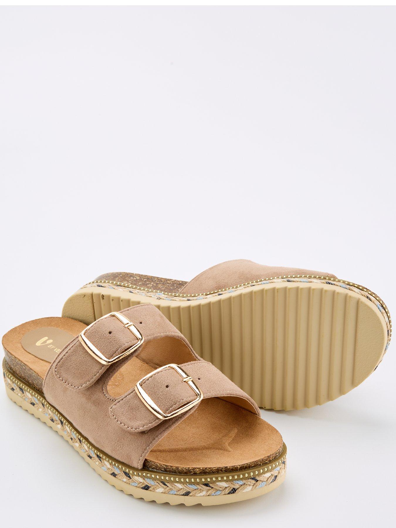 v-by-very-wide-fit-buckle-footbed-sandal-with-trim-browndetail