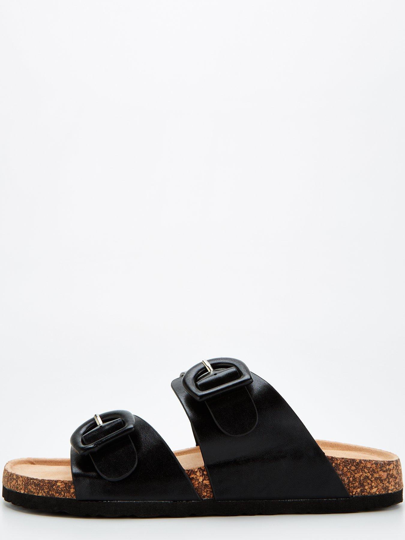 everyday-extra-wide-fitnbspbuckle-footbed-sandal-blackstillFront