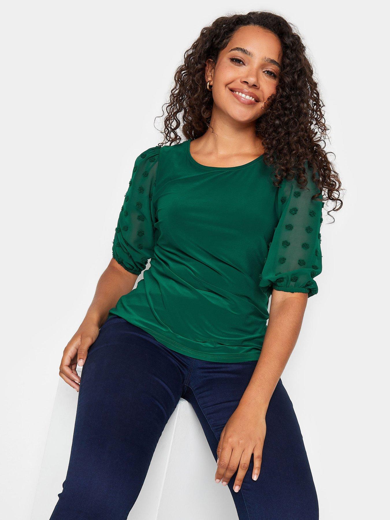 mco-dobby-sleeve-top-green