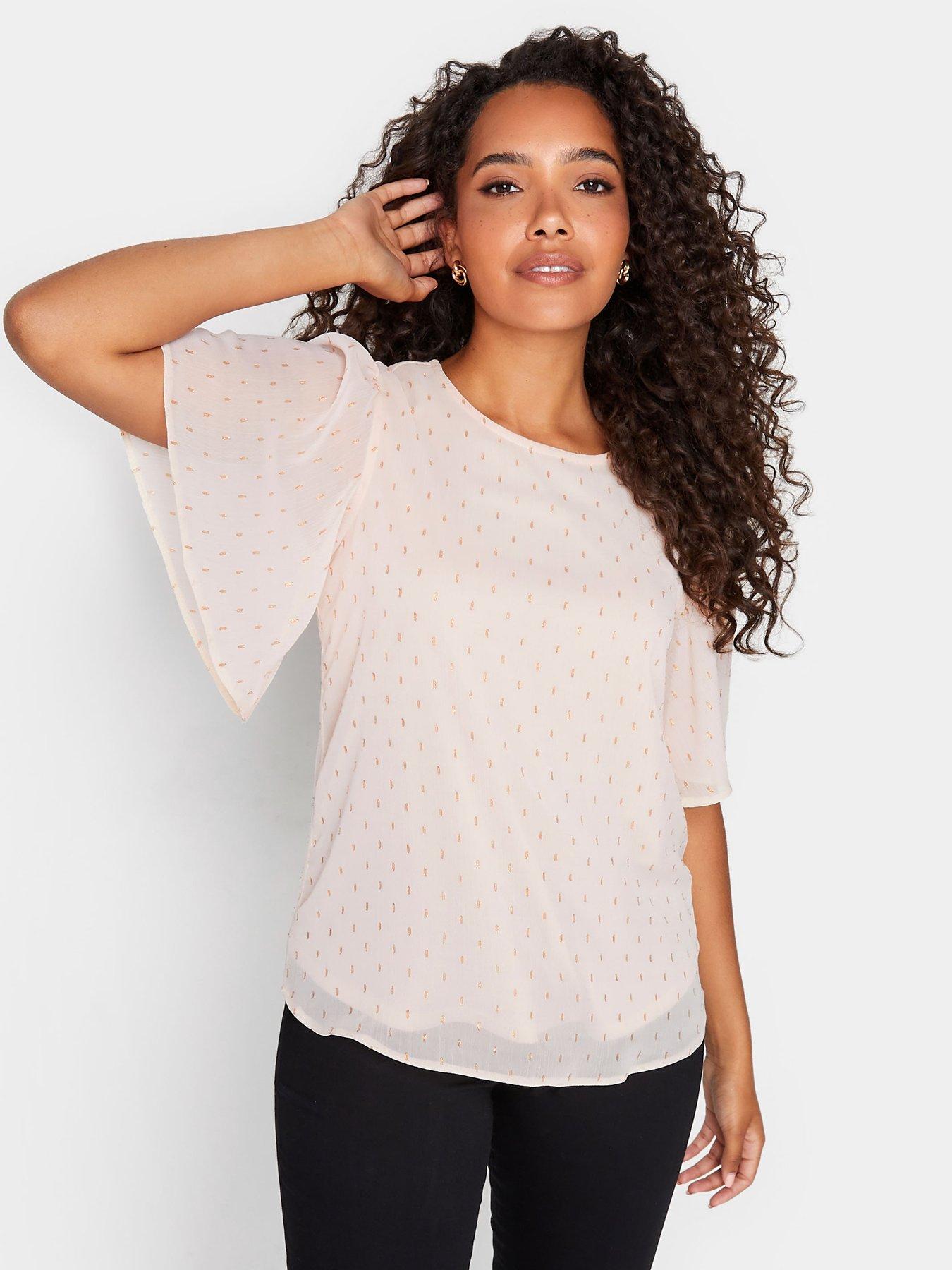 mco-dobby-angel-sleeve-blouse-pink