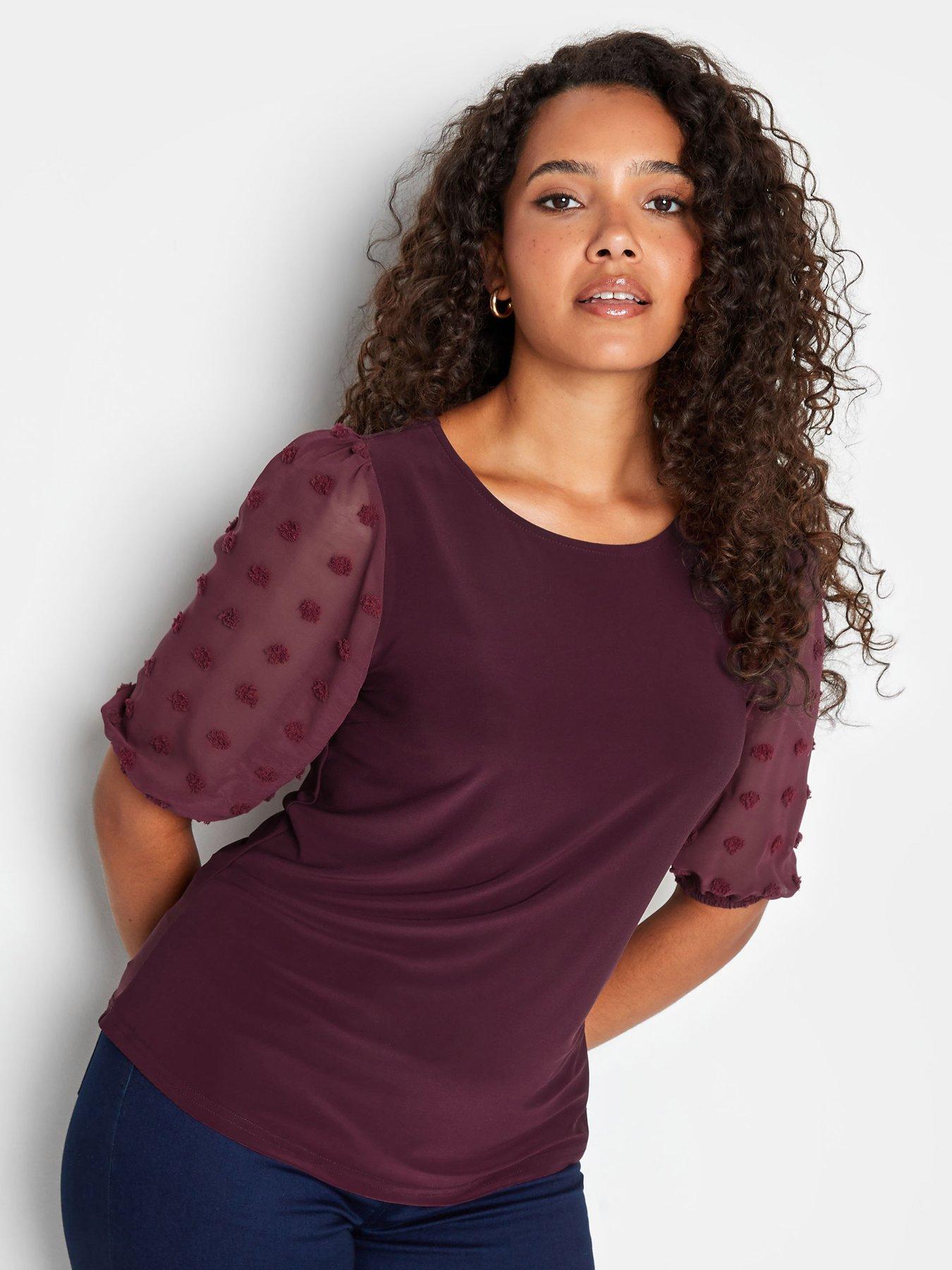 mco-dobby-sleeve-top-redfront