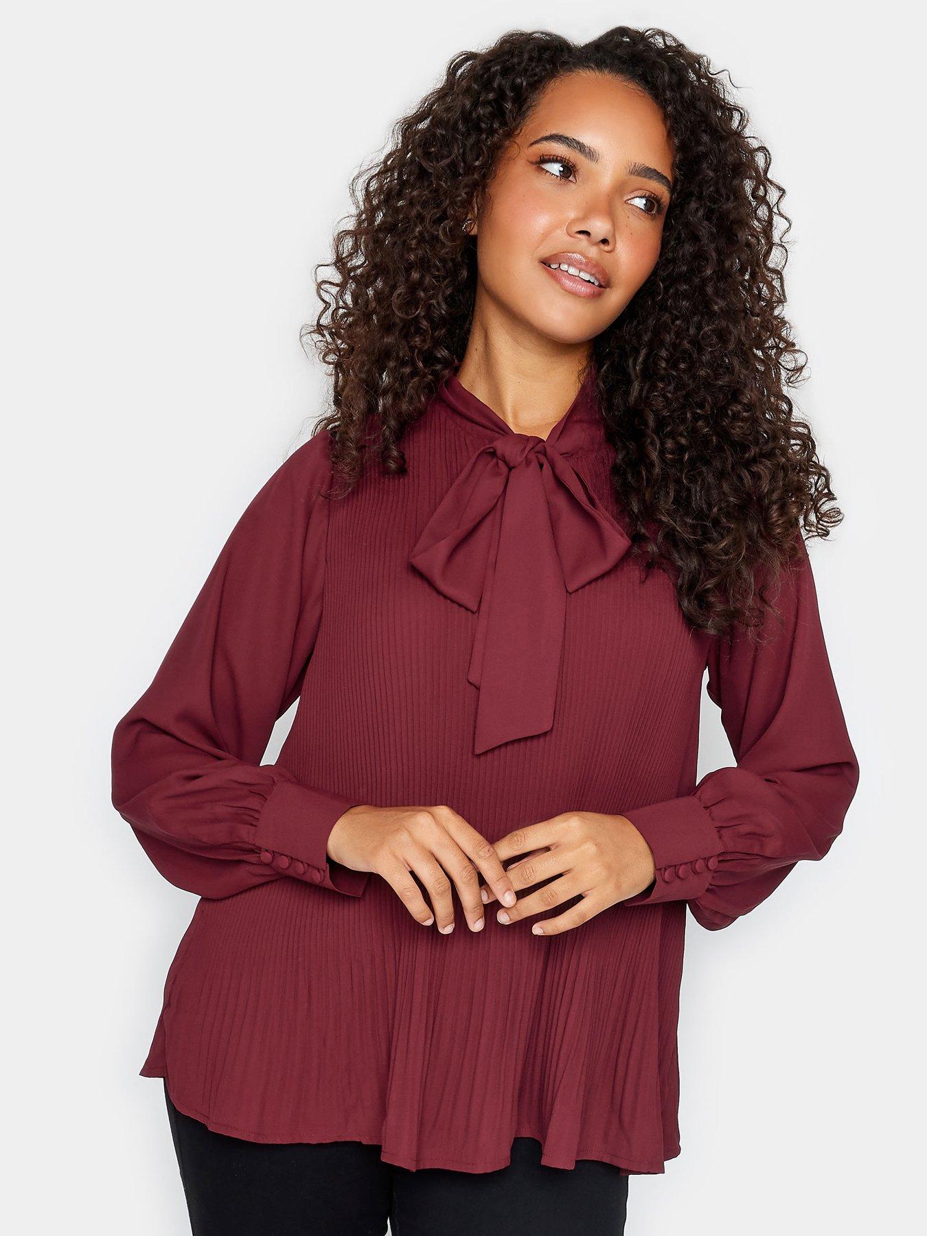 mco-red-pleat-bow-blouse