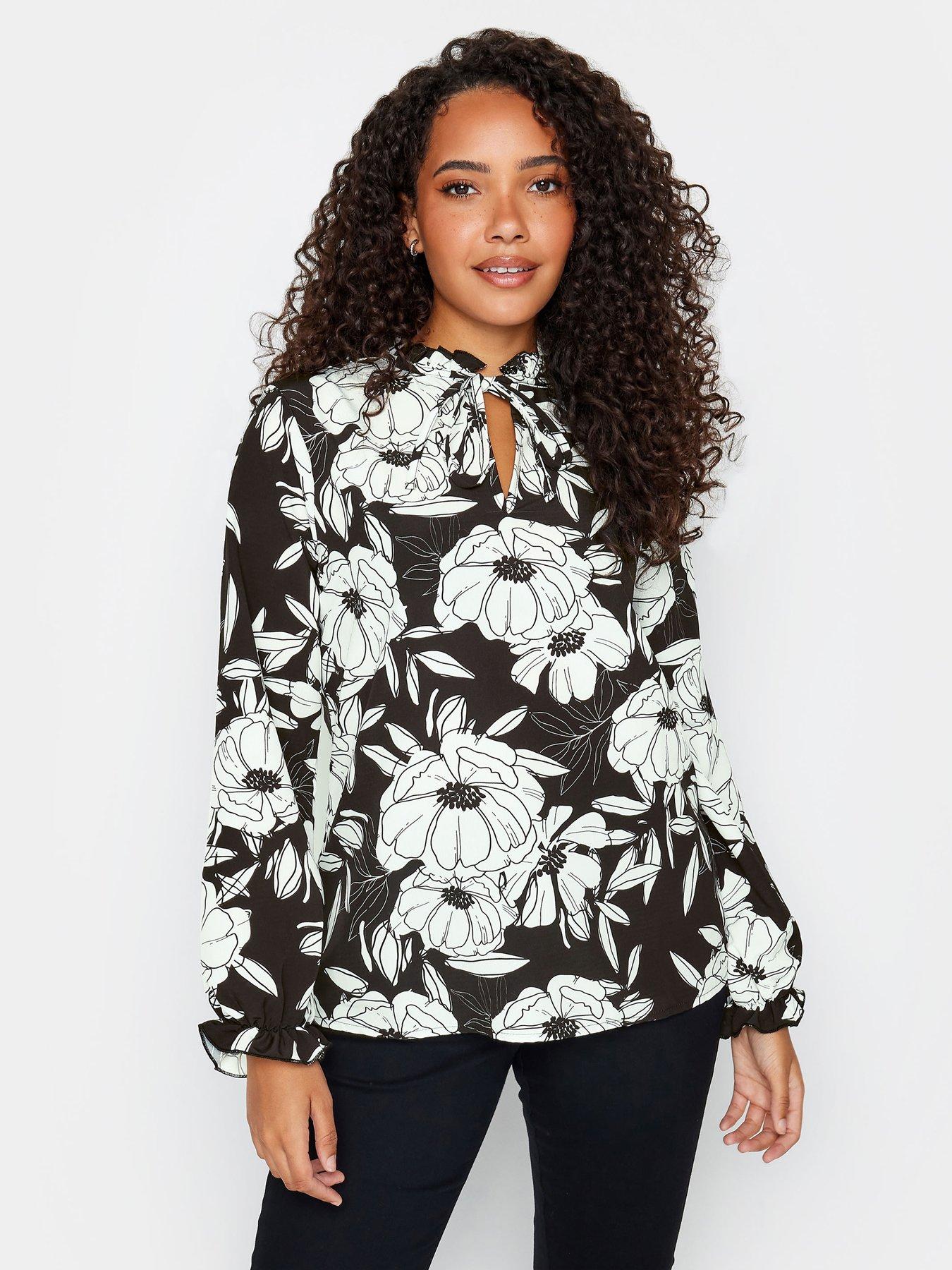 mco-floral-tie-neck-blouse-black