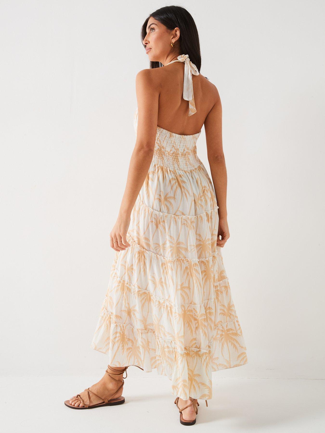 v-by-very-ppremium-tiered-halter-neck-dress-peachpstillFront