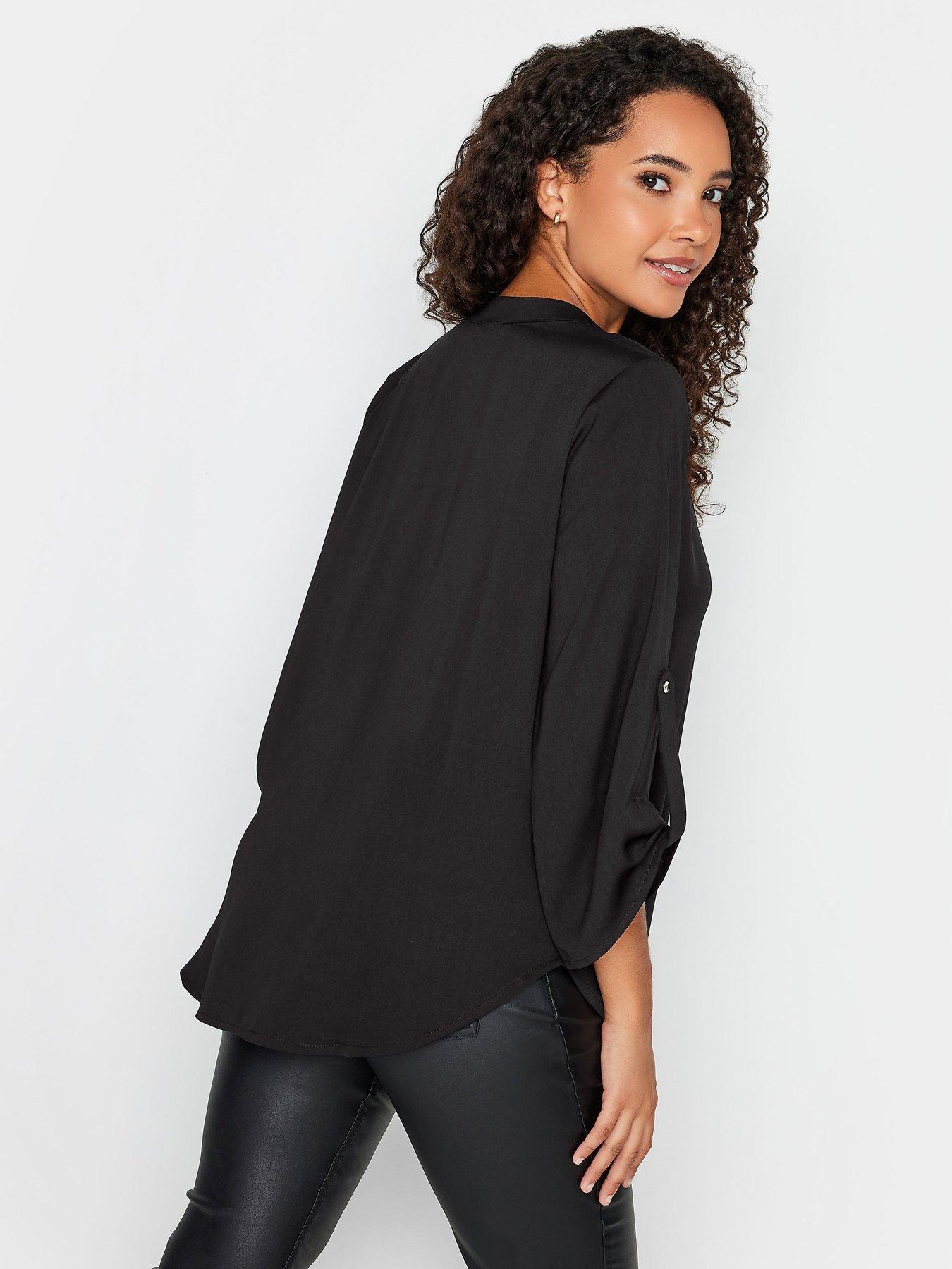 mco-turn-back-sleeve-blouse-blackstillFront