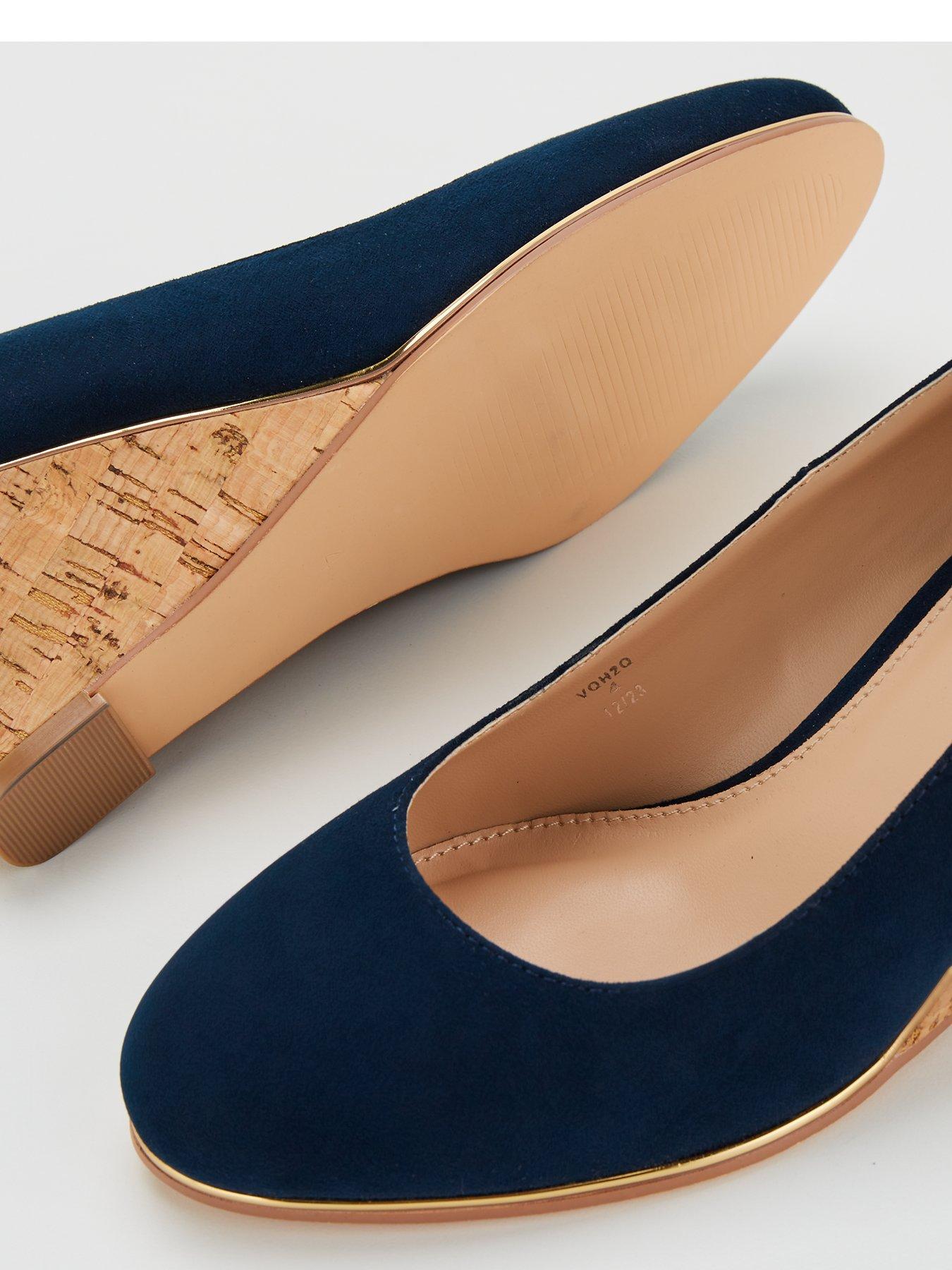 Closed Toe Wedge Shoe Navy