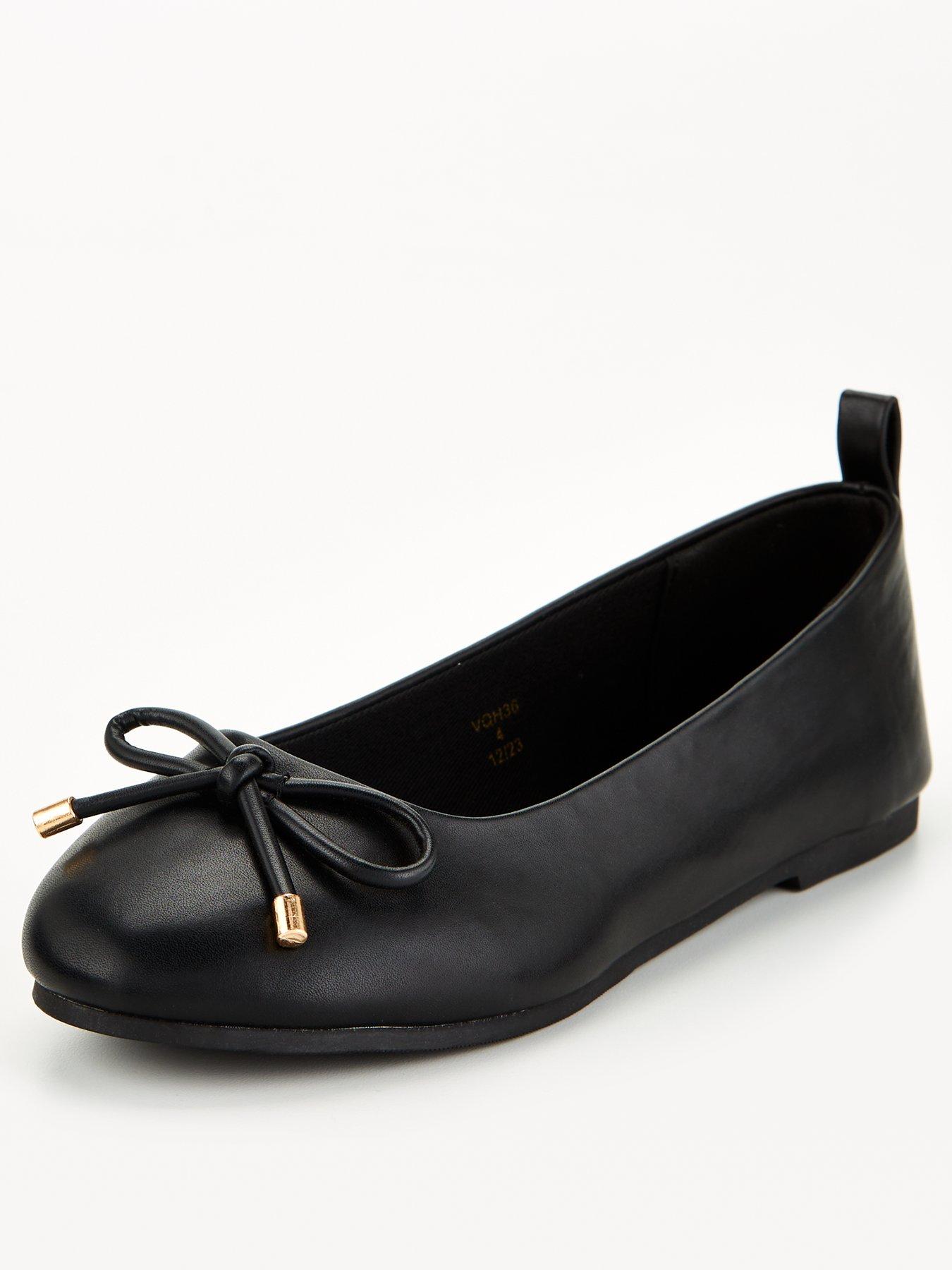 Image 1 of 6 of The Very Collection Womens Wide Fit Round Toe Ballerina Pumps - Black
