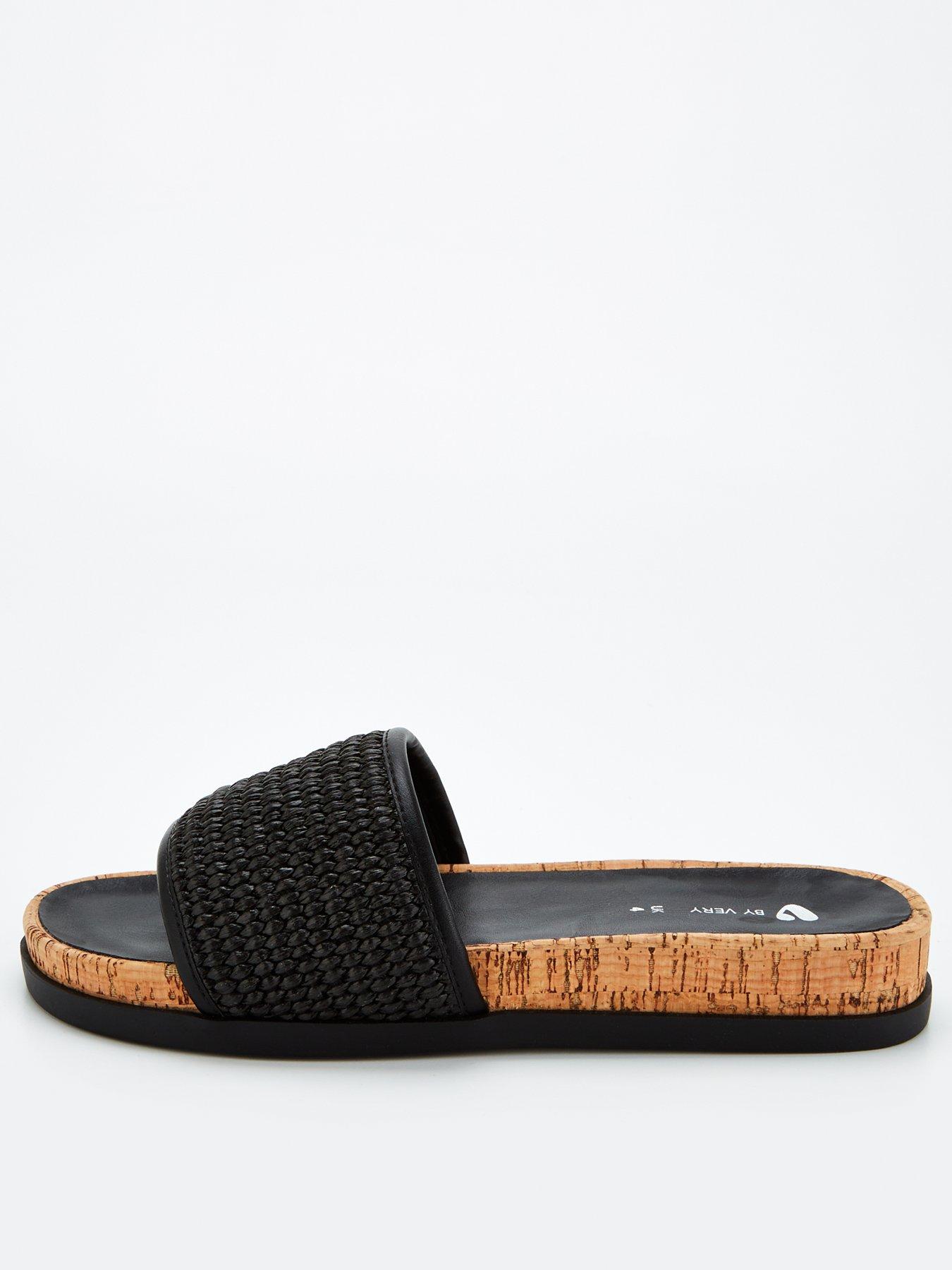 v-by-very-raffia-cork-slider-black