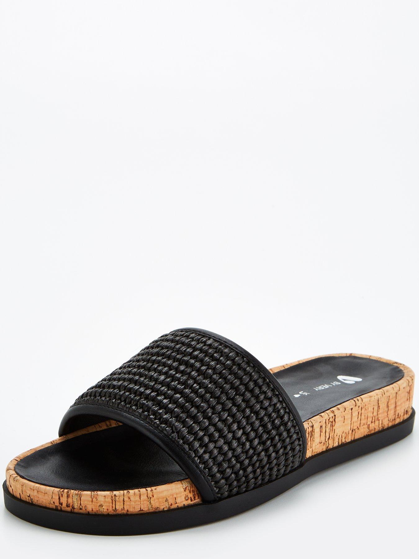 v-by-very-raffia-cork-slider-blackstillFront
