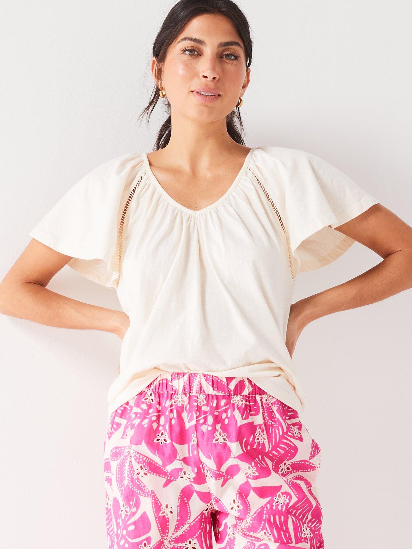 v-by-very-short-sleeve-flutter-sleeve-top-with-ladder-trim-detail-and-broiderie-trousers-pj-set-pinkoutfit