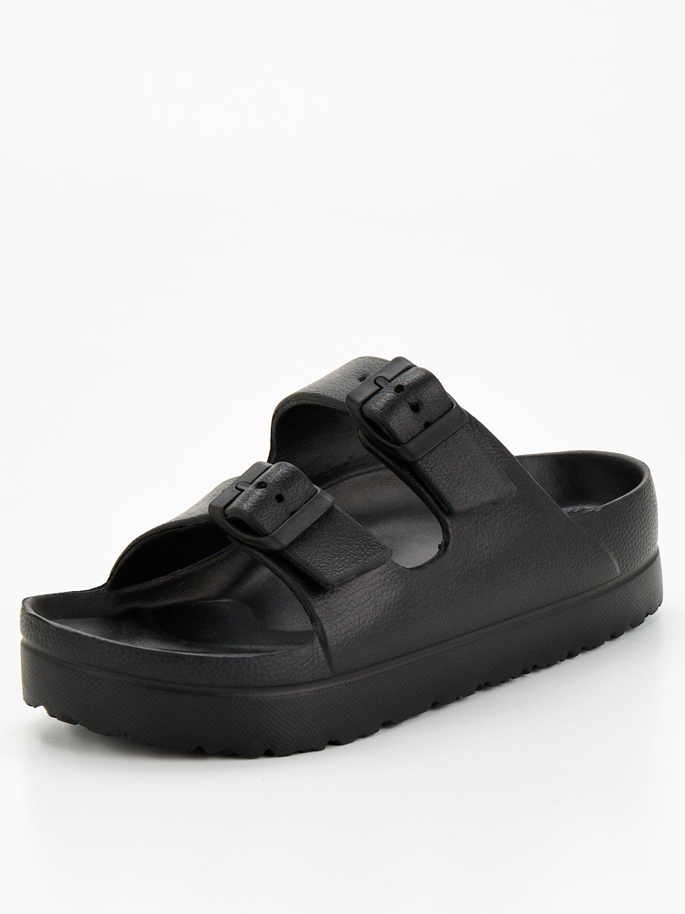 everyday-twin-strap-buckle-slider-sandal-black