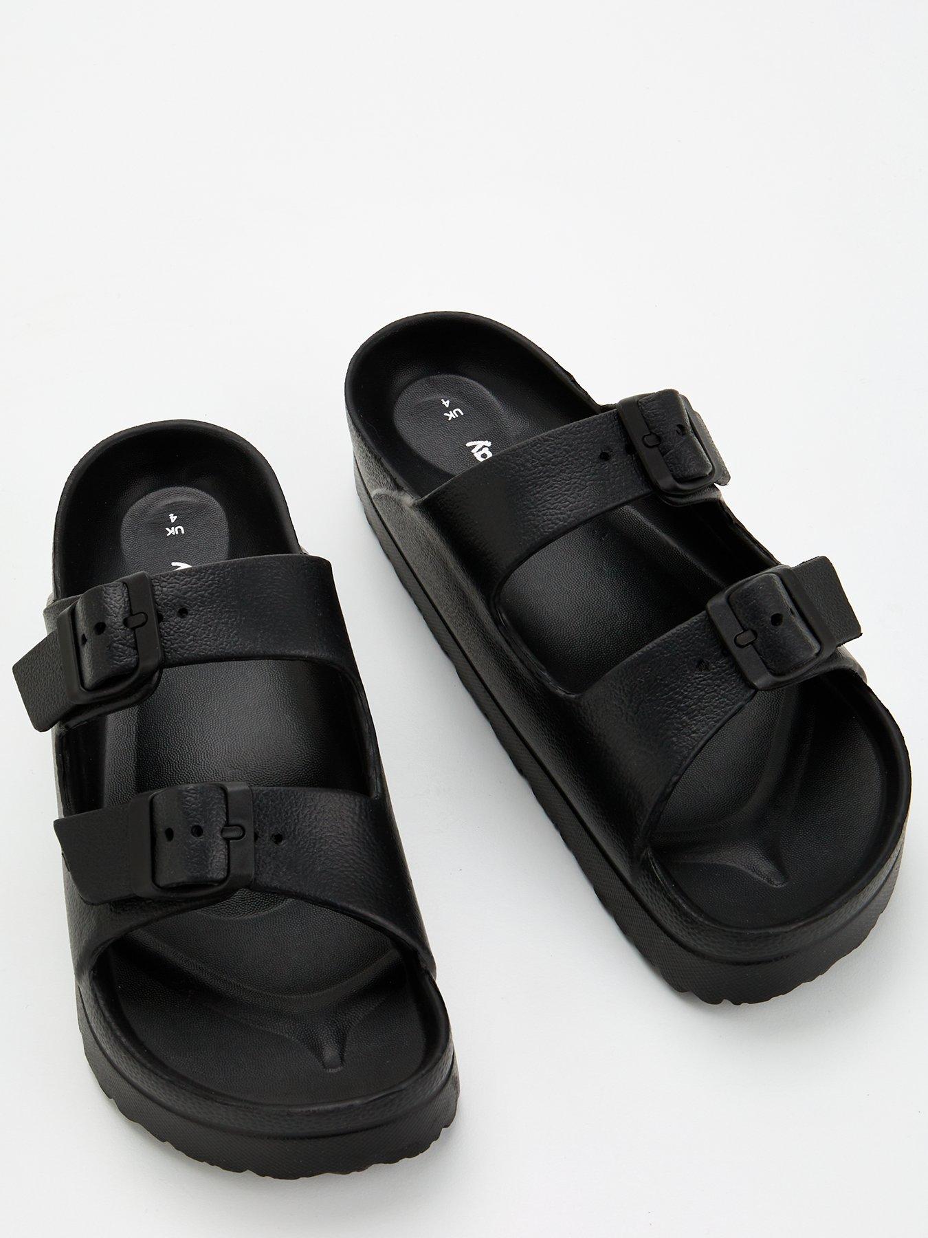 everyday-twin-strap-buckle-slider-sandal-blackoutfit