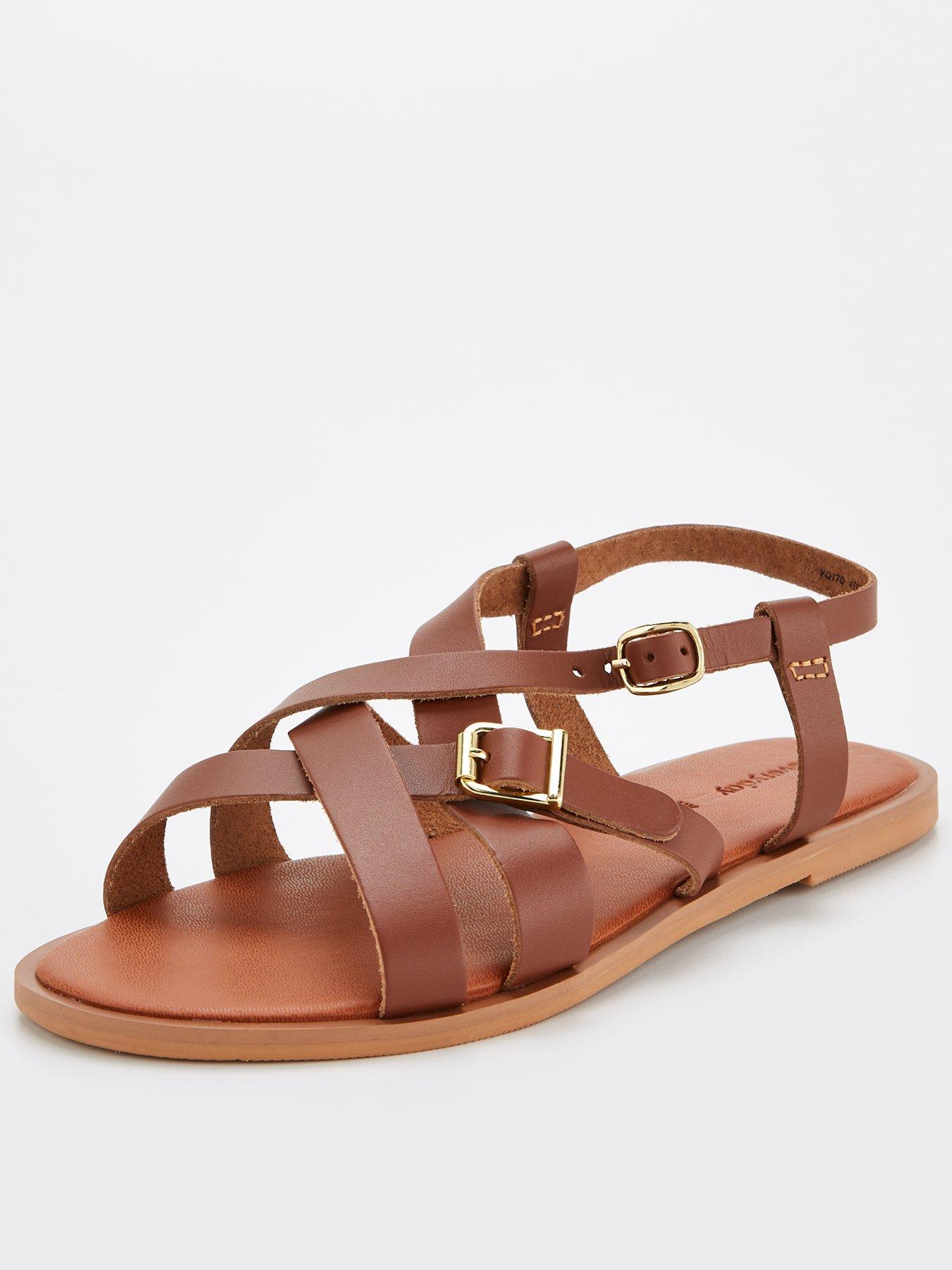 everyday-wide-fit-leather-buckle-strappy-sandal-brown