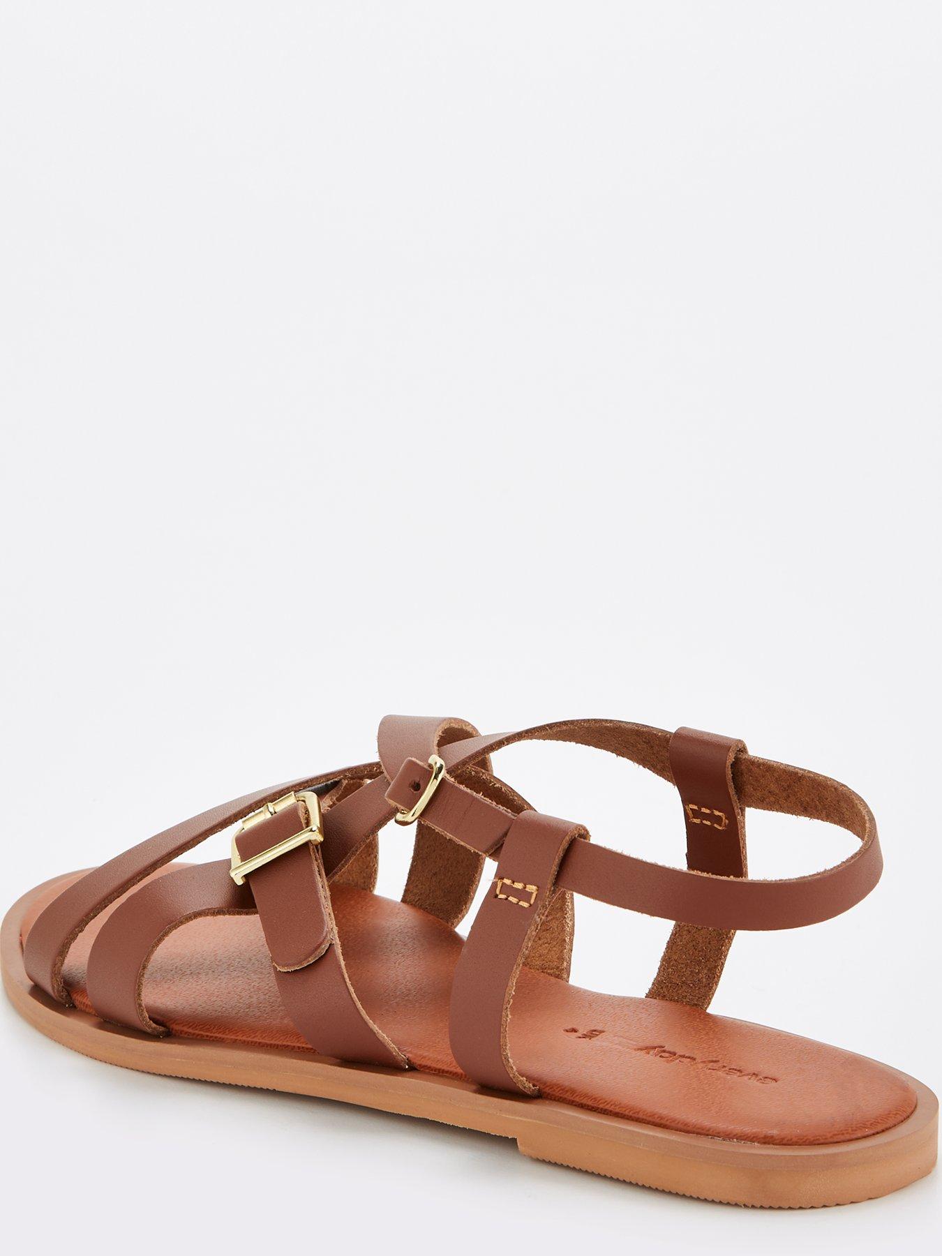 everyday-wide-fit-leather-buckle-strappy-sandal-brownstillFront