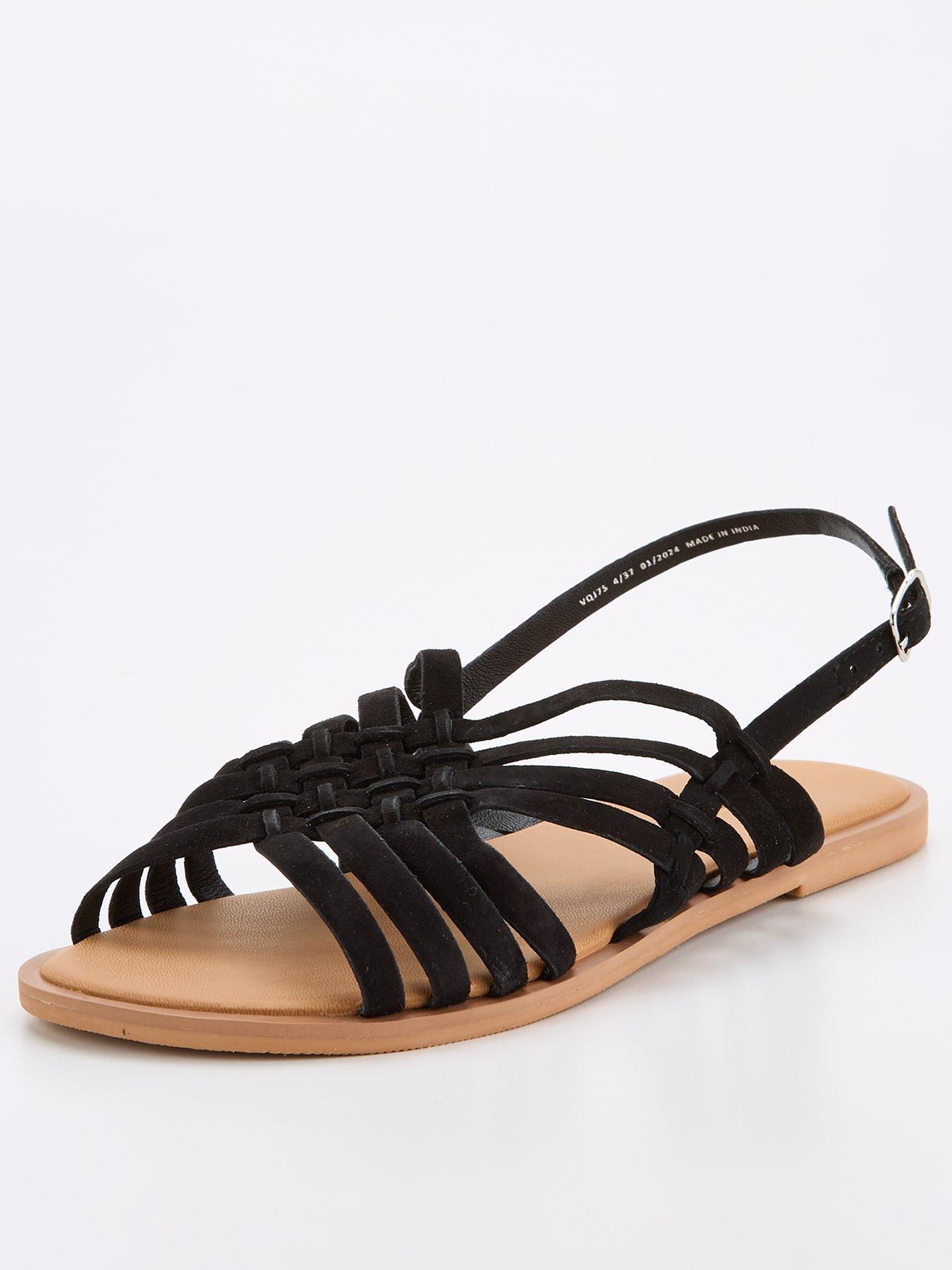 everyday-extra-wide-fit-leather-strappy-weave-sandal-black