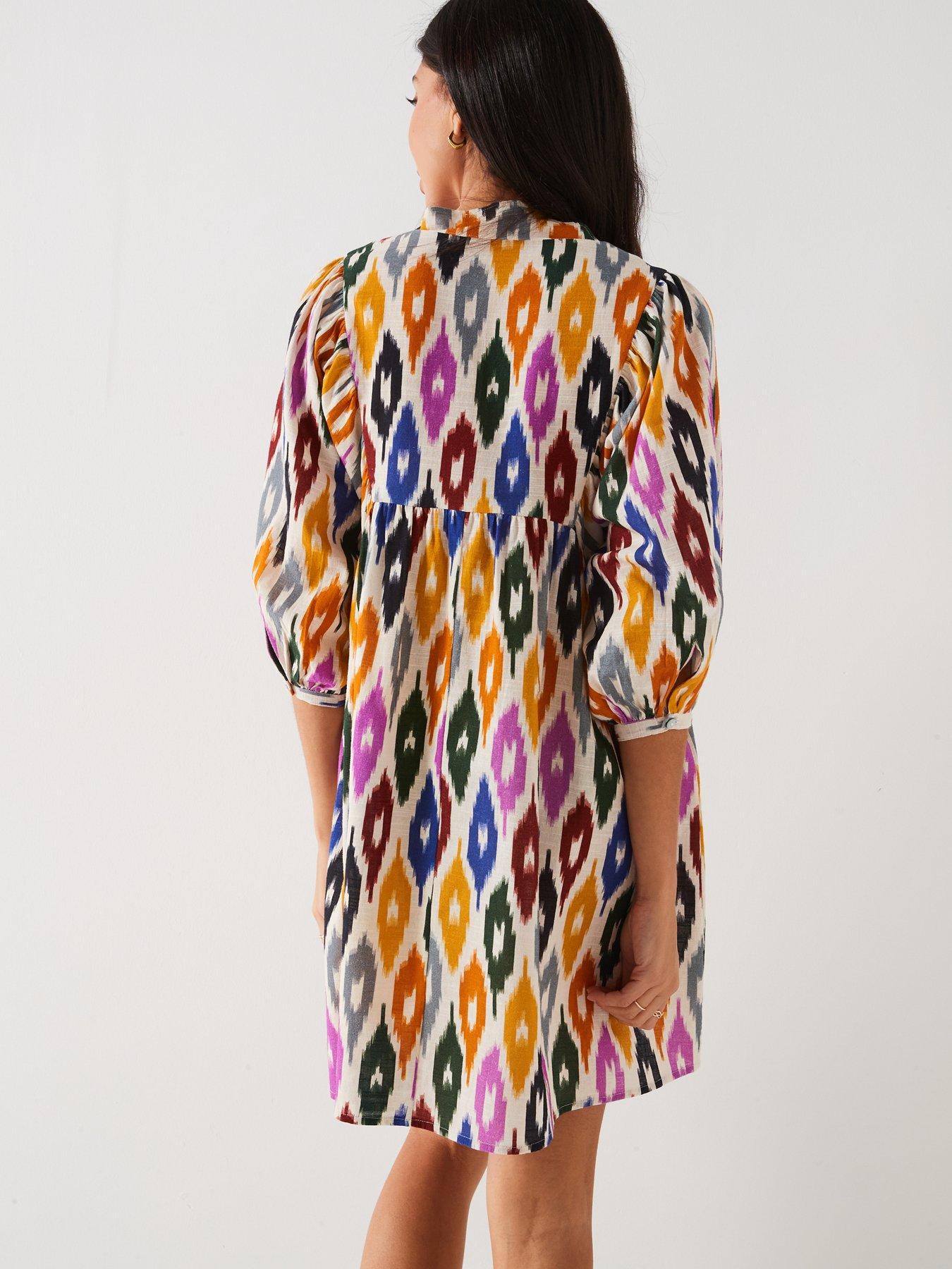 v-by-very-balloon-sleeve-printed-beach-dress-multistillFront