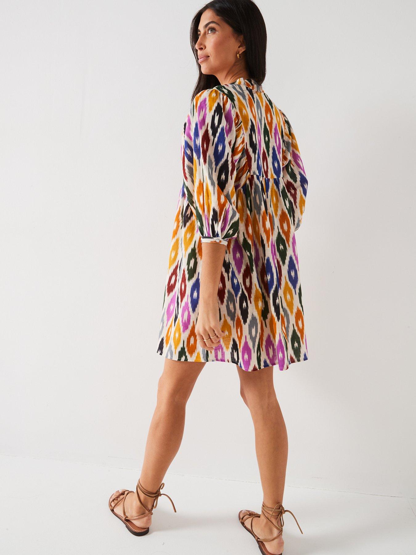 v-by-very-balloon-sleeve-printed-beach-dress-multidetail