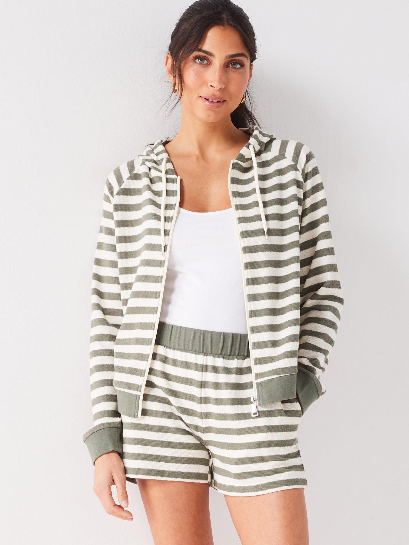 v-by-very-stripped-hoody-and-short-set-greenfront