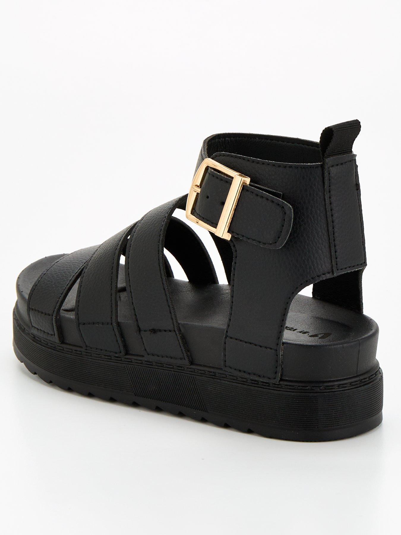 Black chunky flatforms clearance