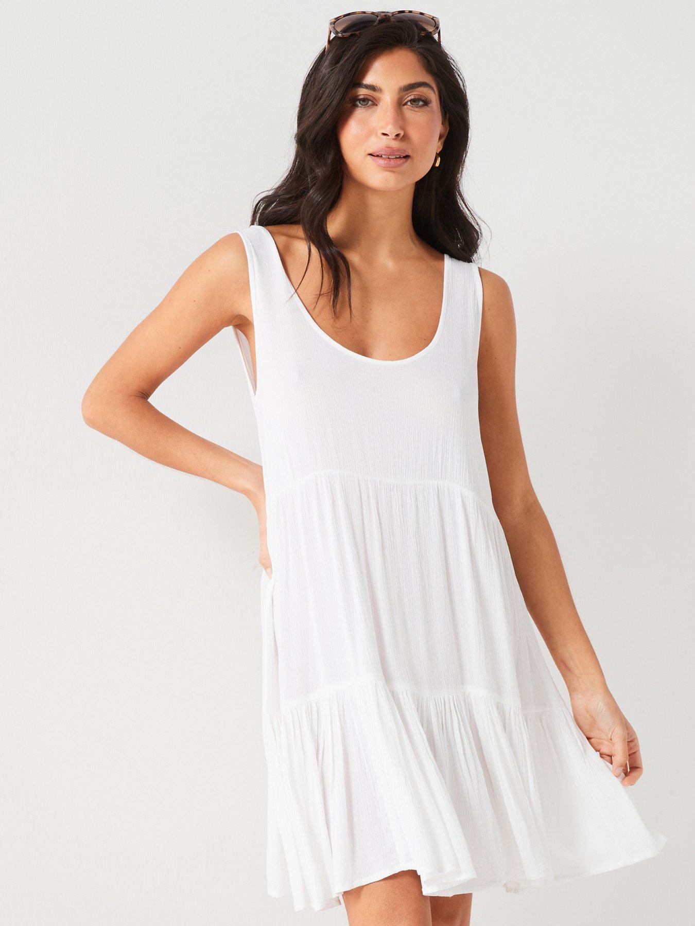 v-by-very-textured-scoop-neck-mini-beach-dress-white