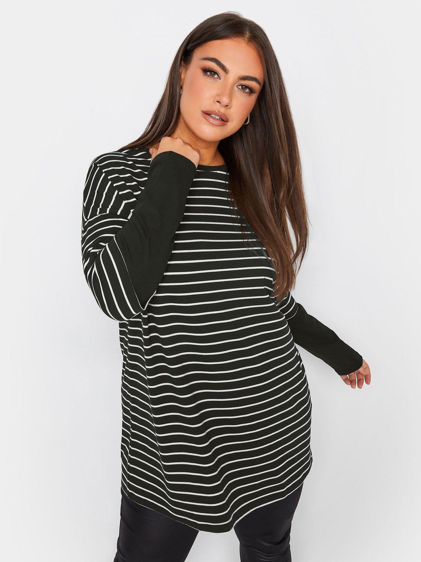 yours-striped-double-layer-long-sleeve-t-shirt-black