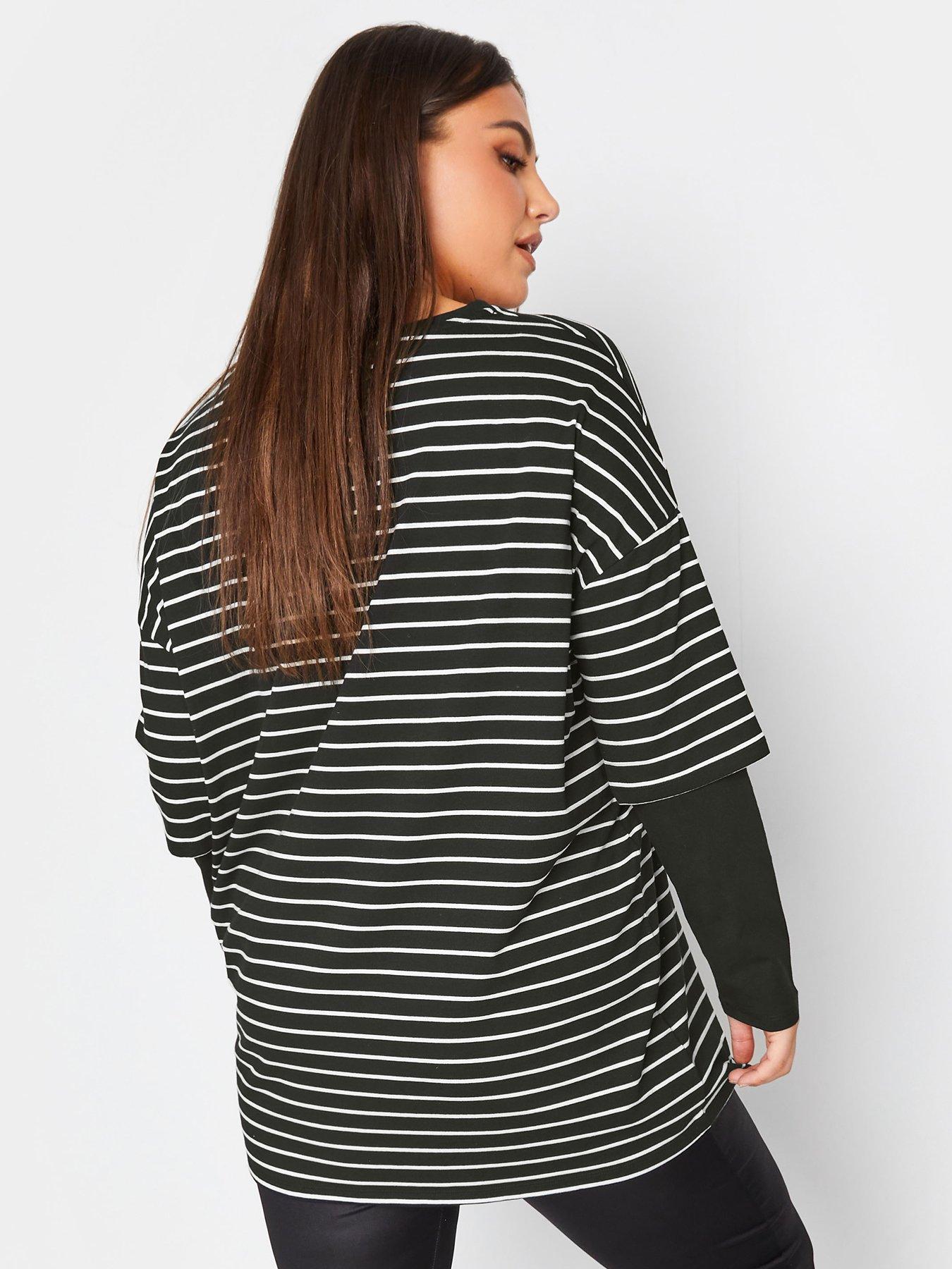 yours-striped-double-layer-long-sleeve-t-shirt-blackstillFront