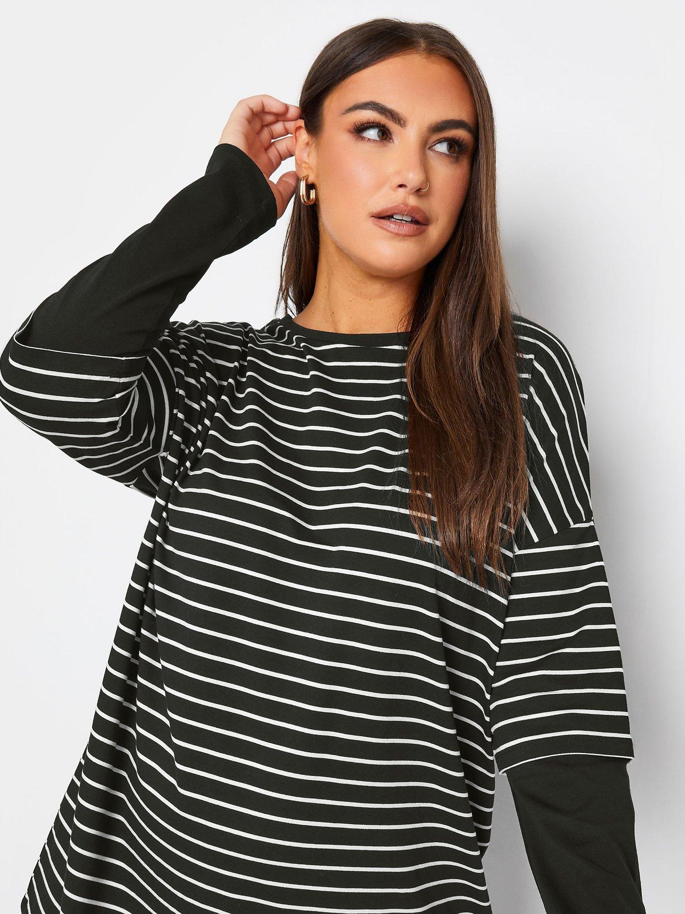 yours-striped-double-layer-long-sleeve-t-shirt-blackoutfit