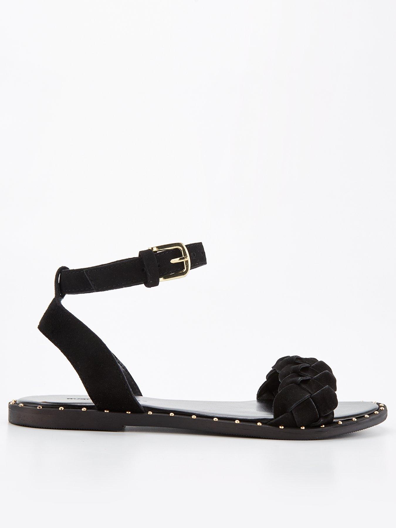 everyday-leather-weave-strap-sandal-with-studs--blackfront