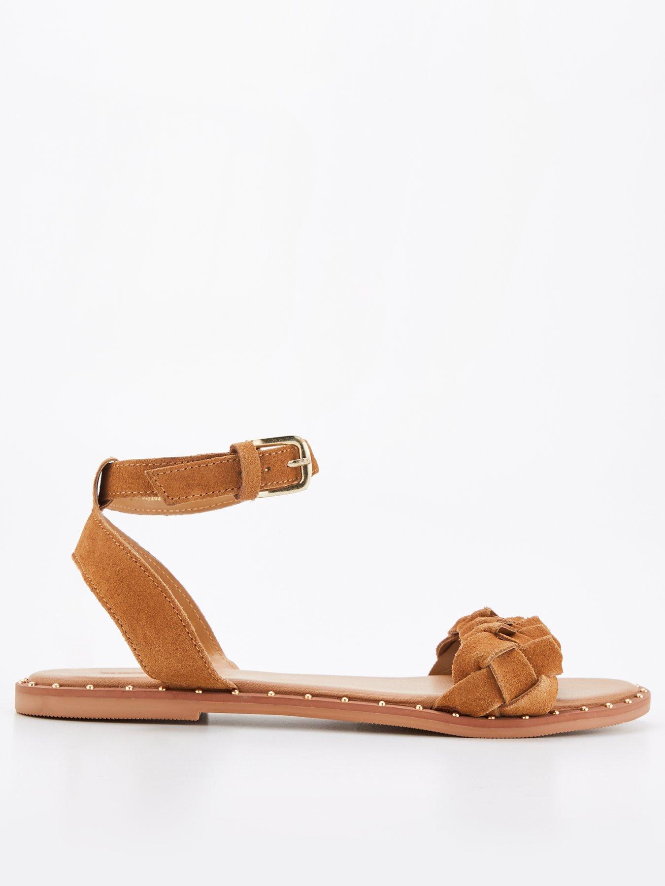 everyday-leather-weave-strap-sandal-with-studs-brown