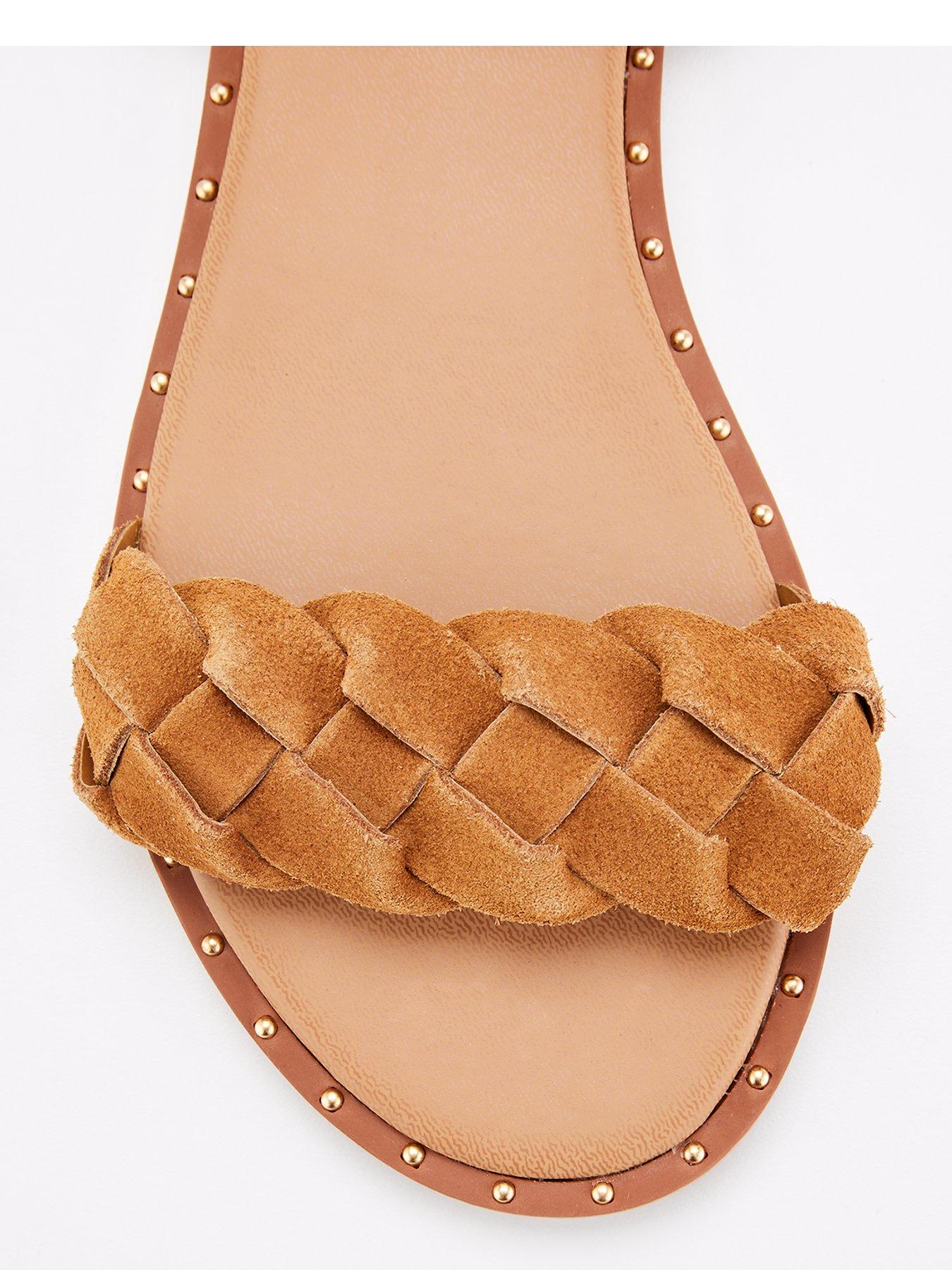 everyday-leather-weave-strap-sandal-with-studs-brownoutfit