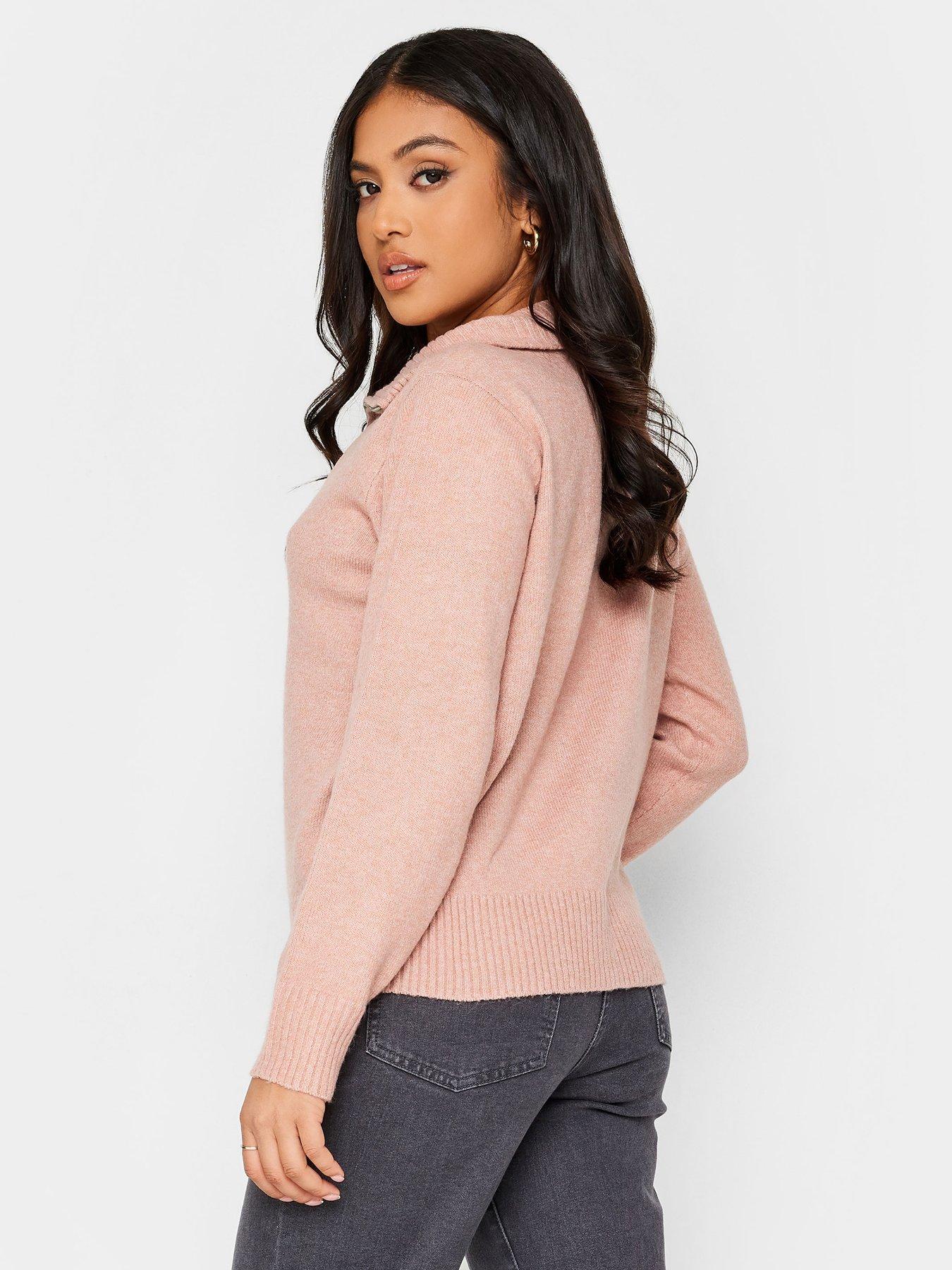 pixiegirl-petite-zip-funnel-neck-jumper-pinkstillFront