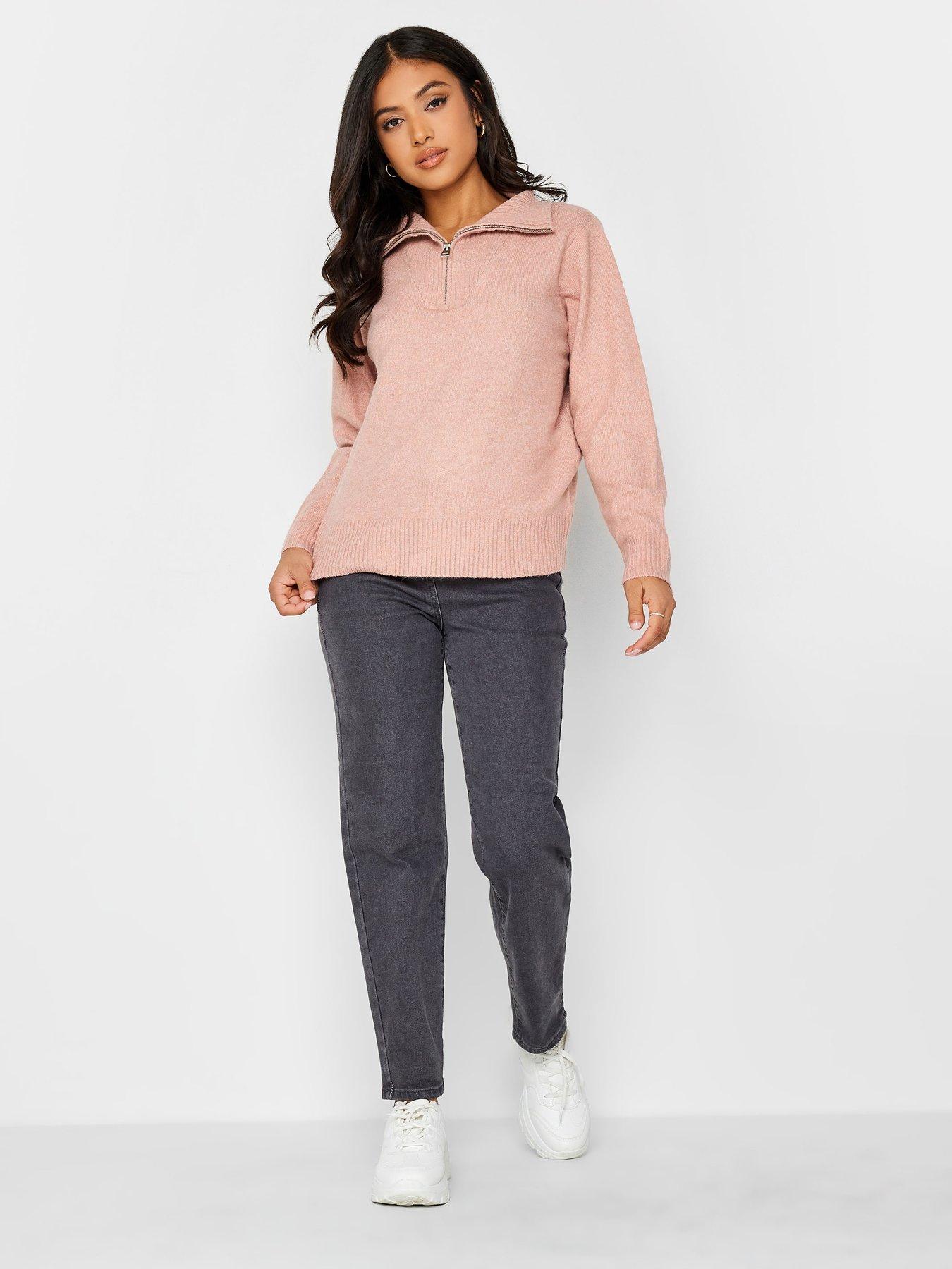 pixiegirl-petite-zip-funnel-neck-jumper-pinkback