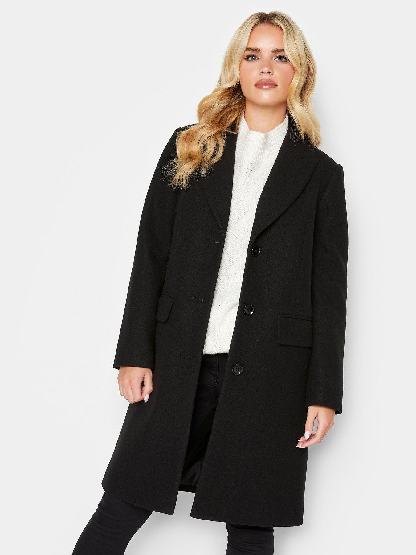 Petite black longline clearance coat